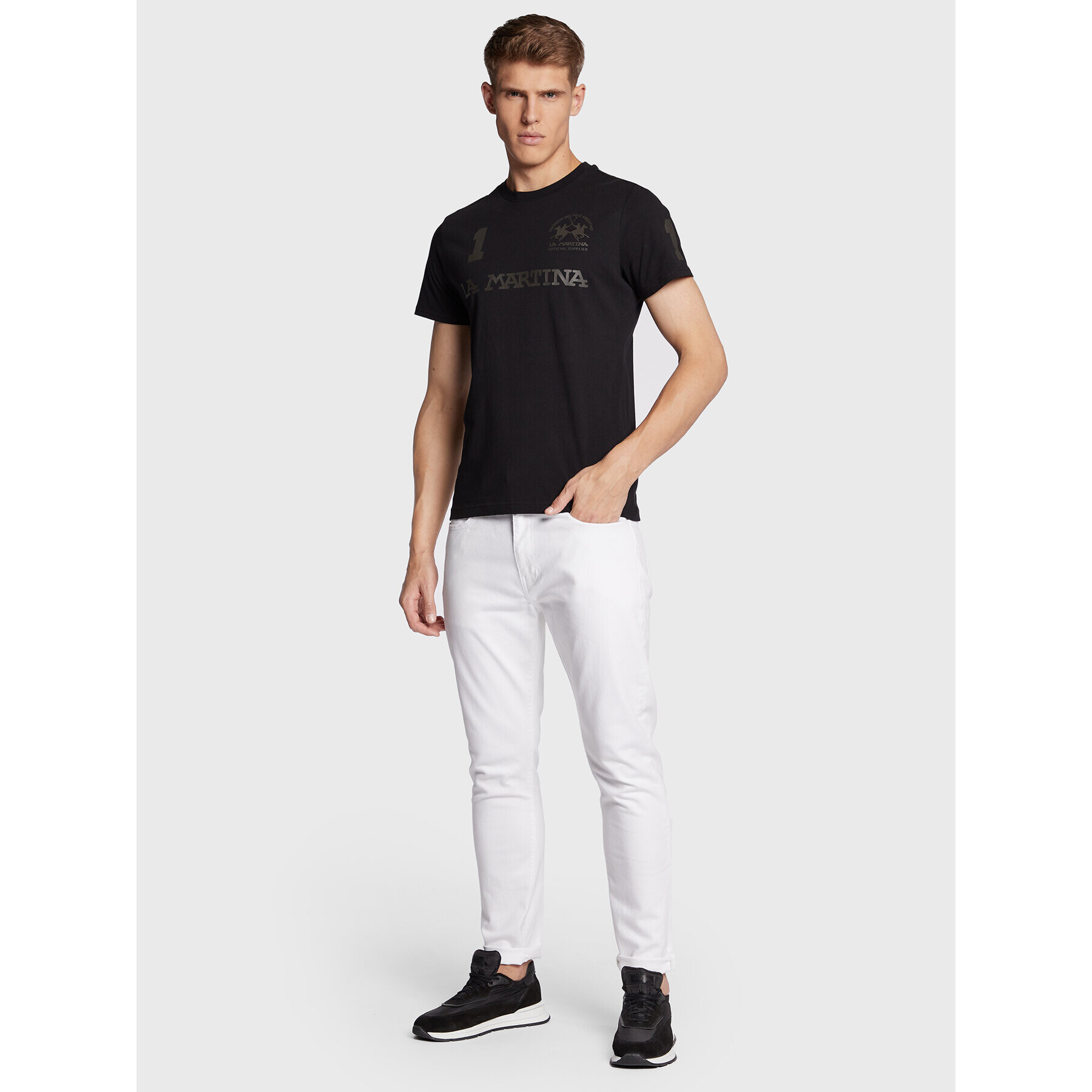 La Martina T-Shirt UMR309 JS206 Černá Regular Fit - Pepit.cz