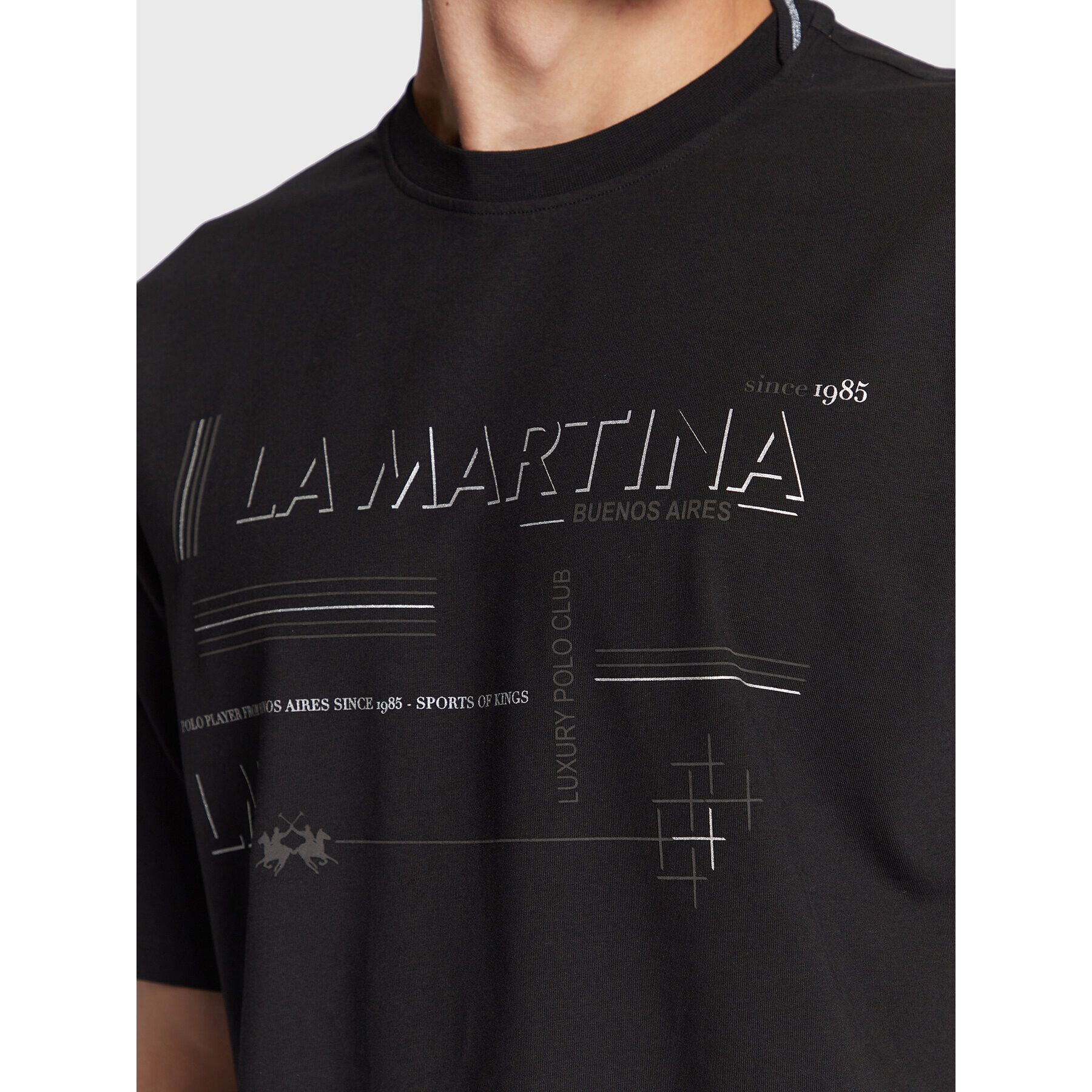 La Martina T-Shirt UMR314 JS324 Černá Regular Fit - Pepit.cz