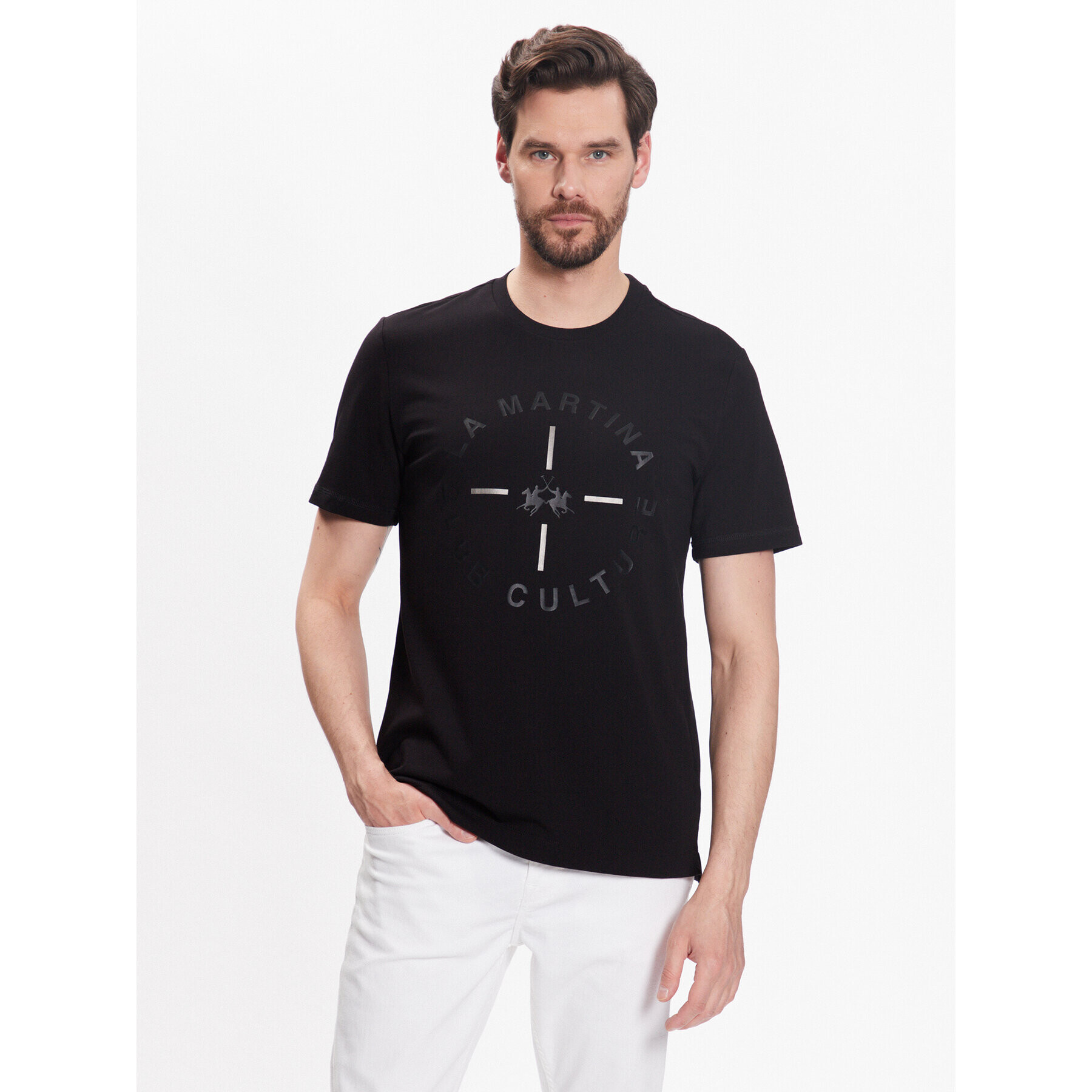 La Martina T-Shirt VMR307 JS324 Černá Regular Fit - Pepit.cz