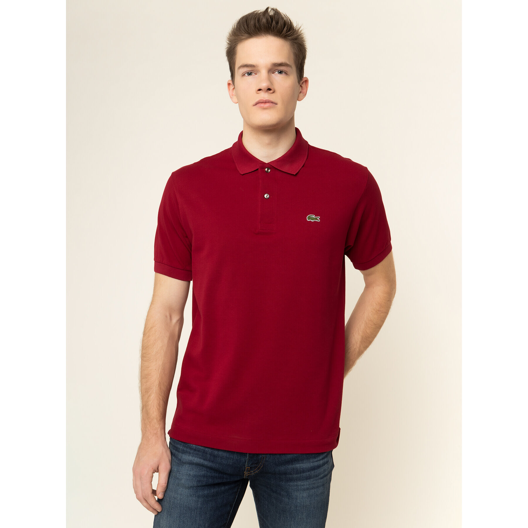 Lacoste Polokošile L1212 Bordó Classic Fit - Pepit.cz