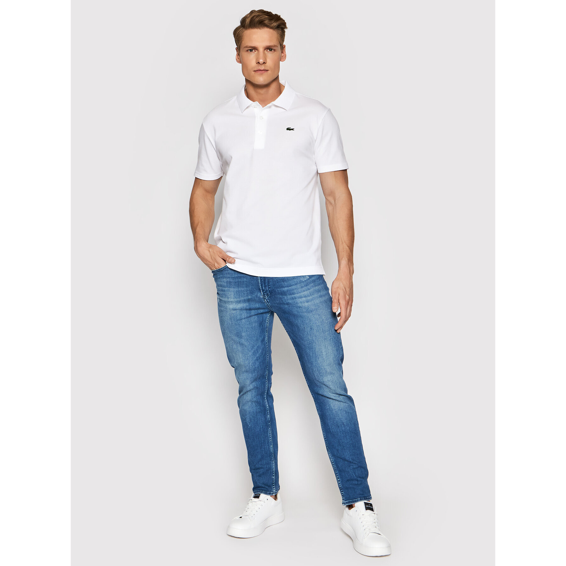 Lacoste Polokošile YH4801 Bílá Slim Fit - Pepit.cz