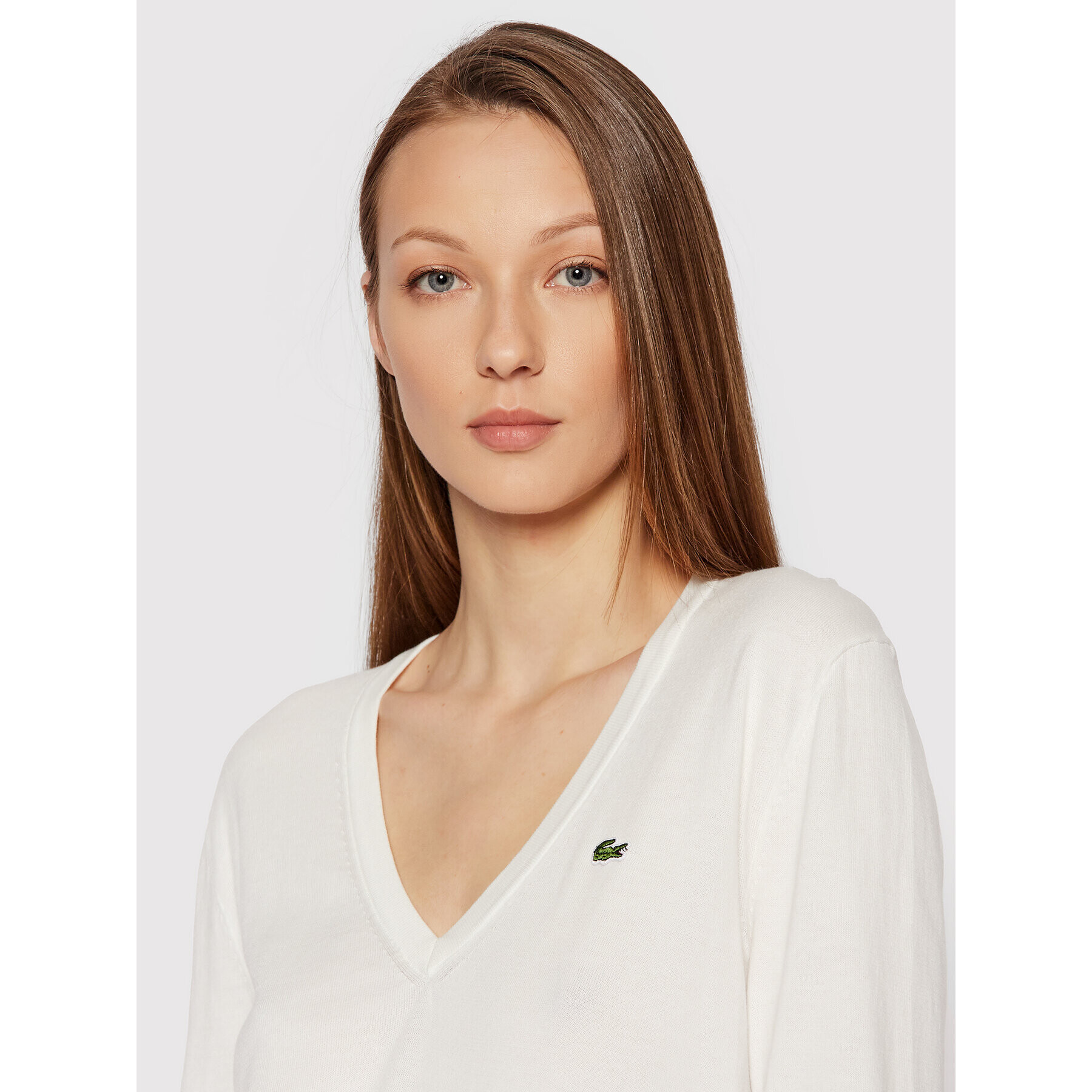 Lacoste Svetr AF7013 Bílá Regular Fit - Pepit.cz