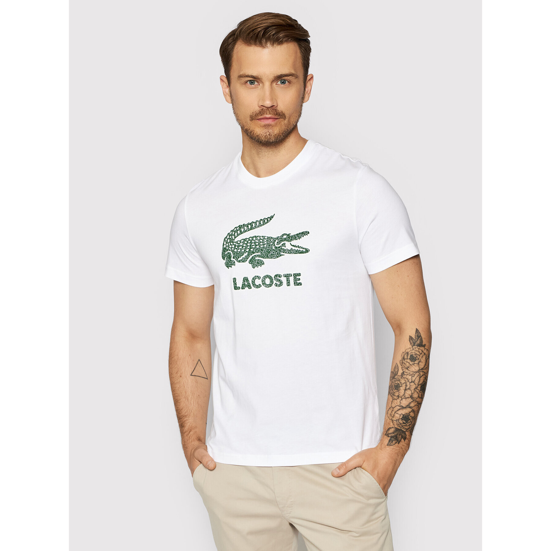 Lacoste T-Shirt TH0063 Bílá Regular Fit - Pepit.cz