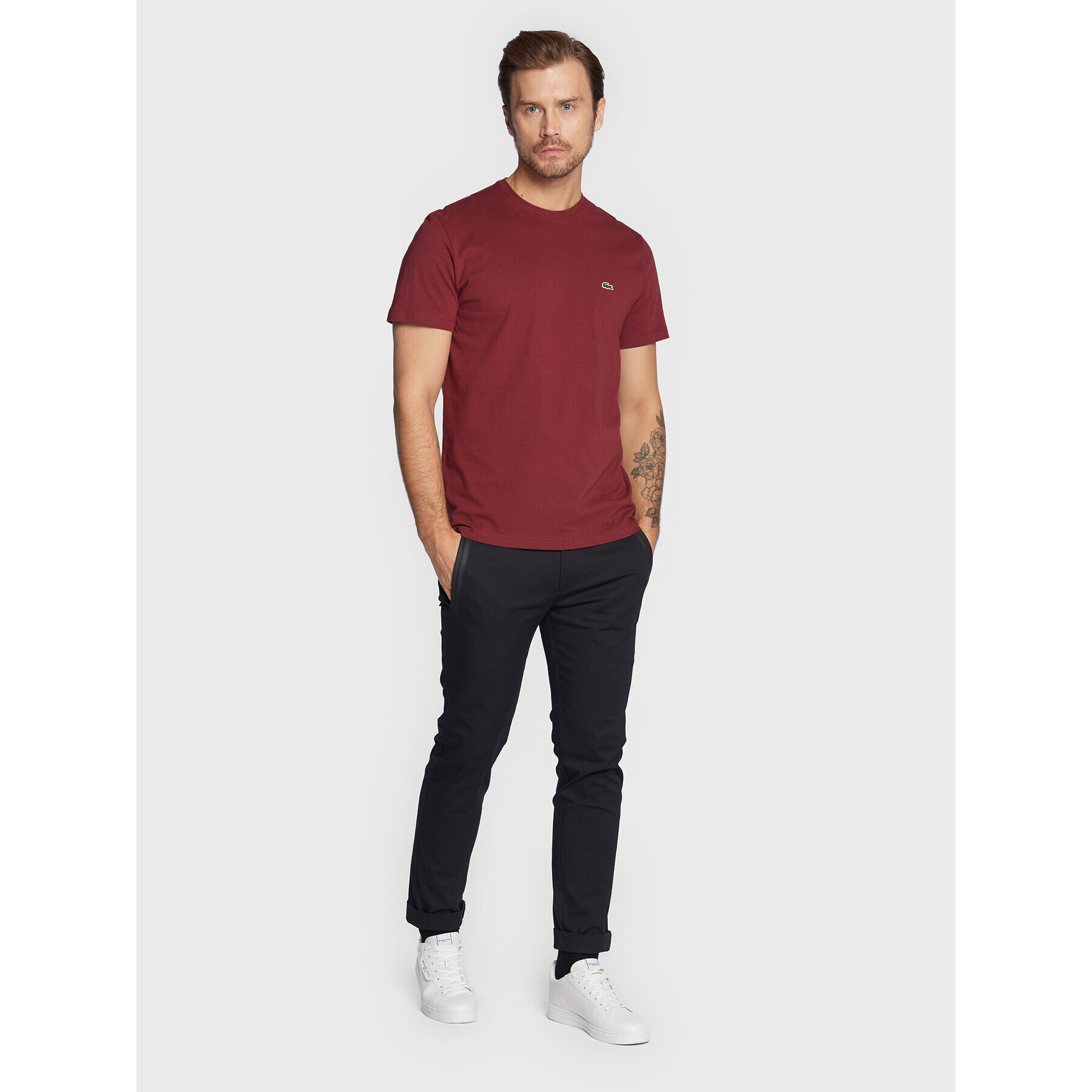 Lacoste T-Shirt TH2038 Bordó Regular Fit - Pepit.cz