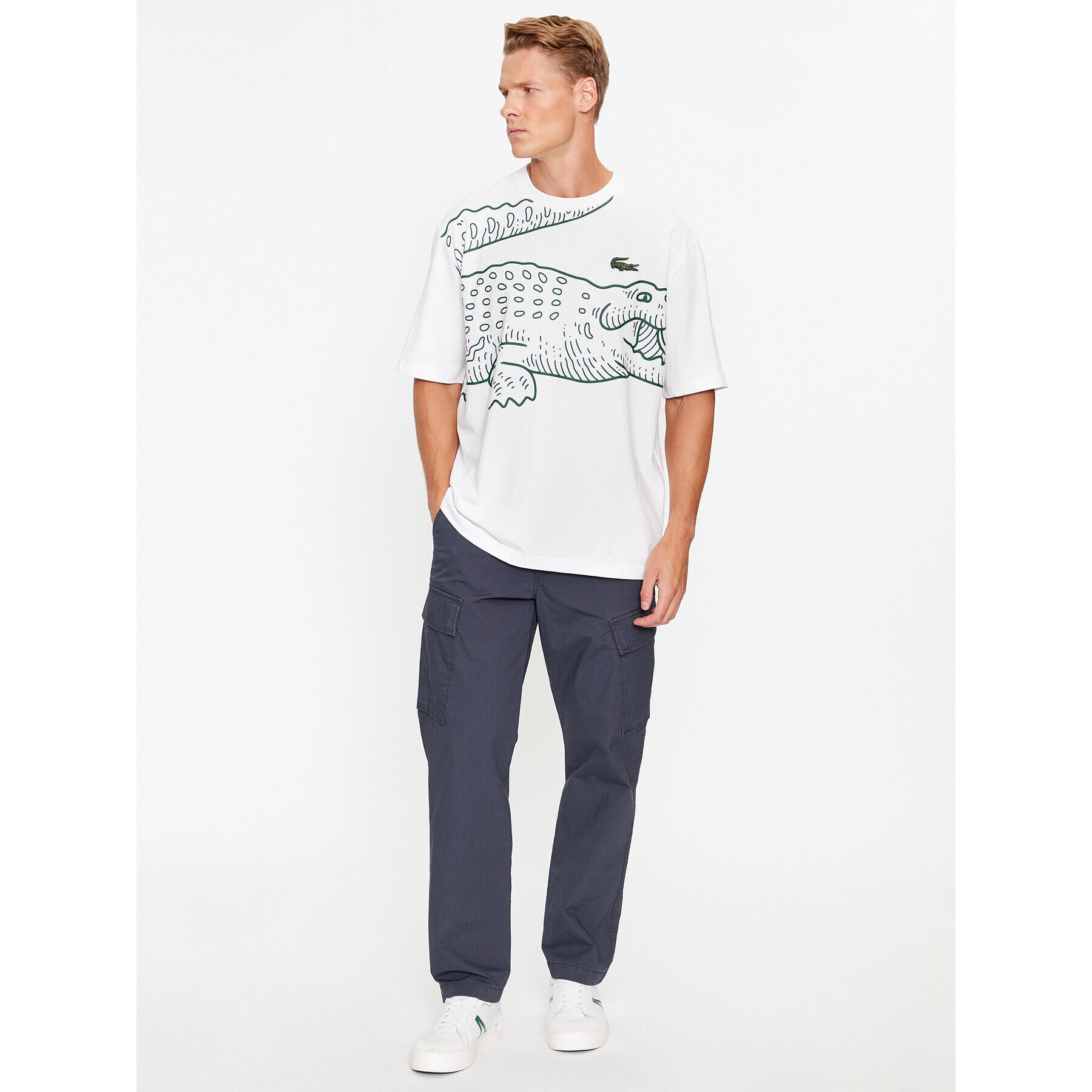 Lacoste T-Shirt TH5511 Bílá Loose Fit - Pepit.cz