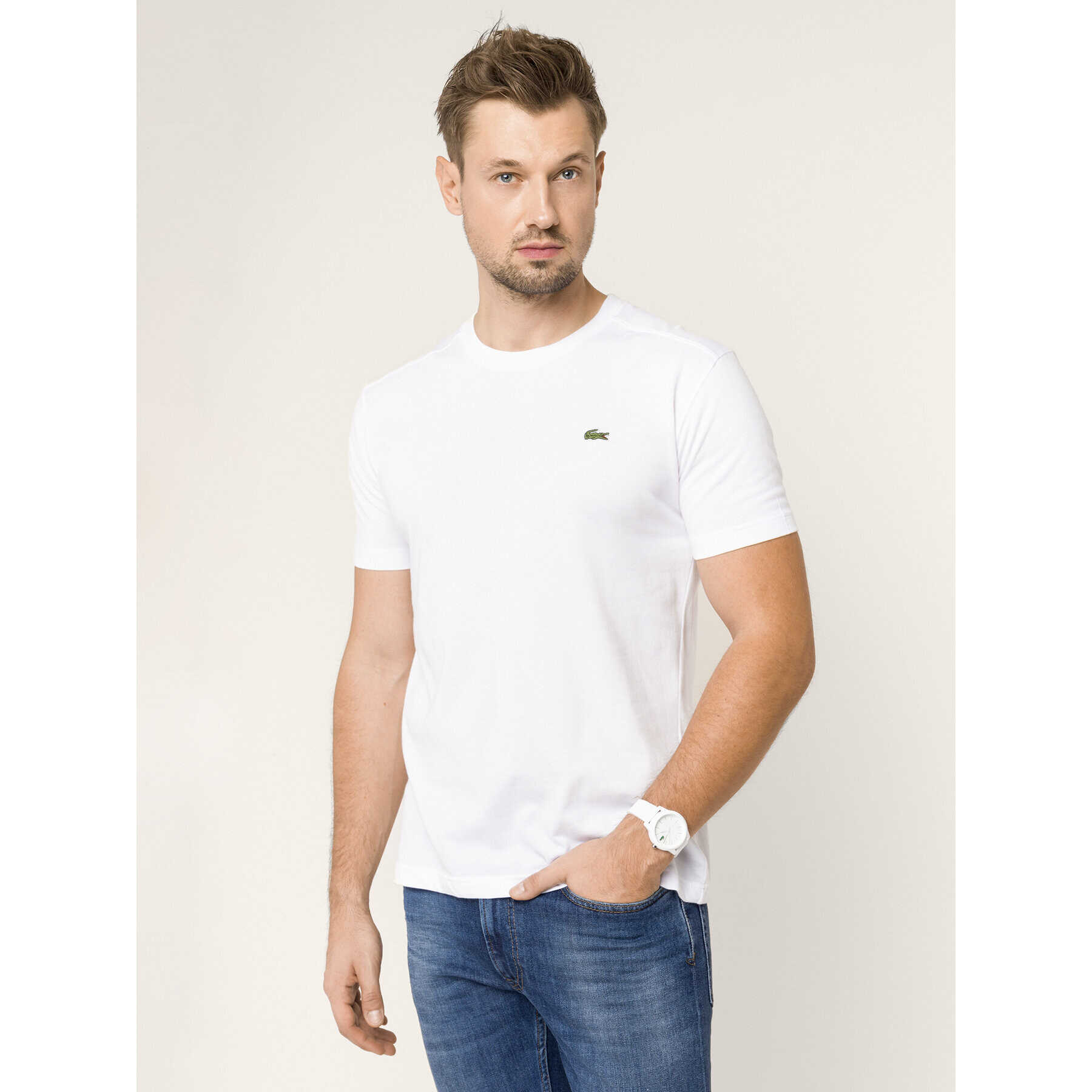 Lacoste T-Shirt TH7618 Bílá Regular Fit - Pepit.cz