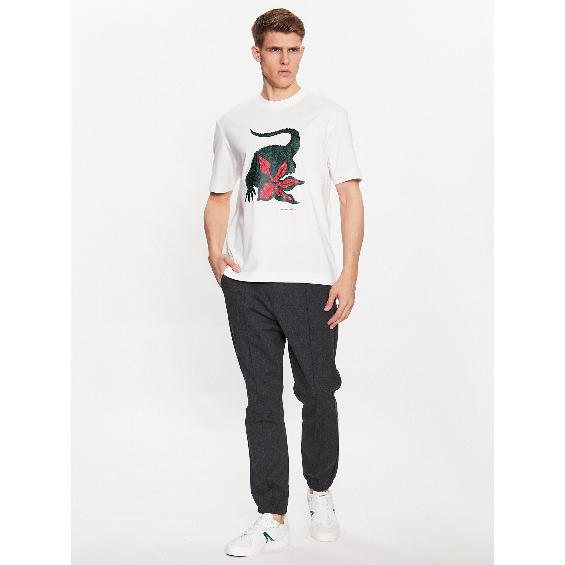 Lacoste T-Shirt TH8462 Écru Regular Fit - Pepit.cz