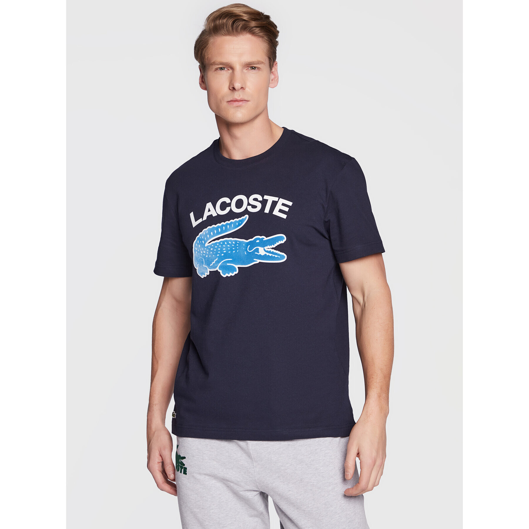 Lacoste T-Shirt TH9681 Tmavomodrá Regular Fit - Pepit.cz