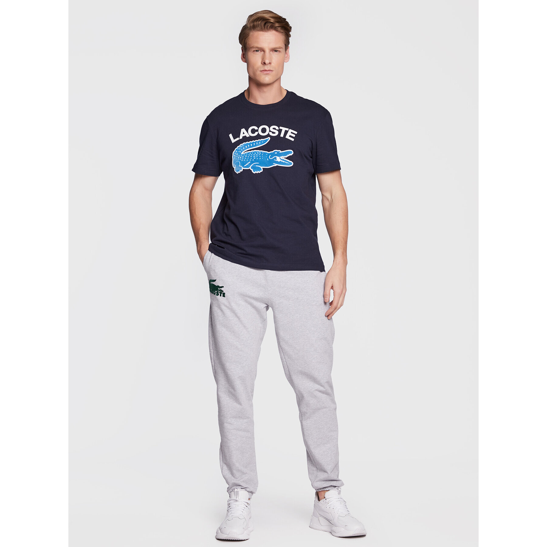 Lacoste T-Shirt TH9681 Tmavomodrá Regular Fit - Pepit.cz