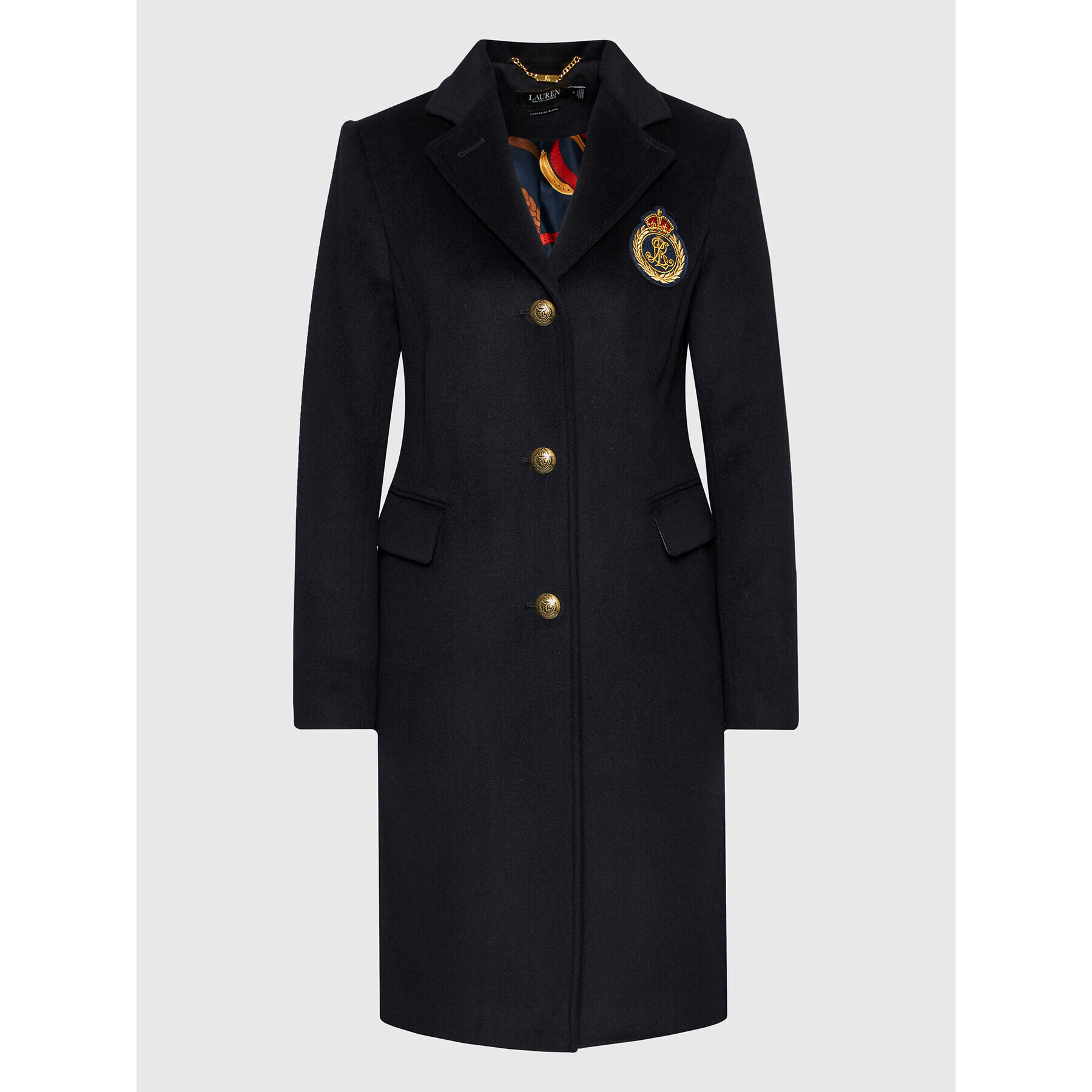 Lauren Ralph Lauren Vlněný kabát Sb Crest Patrch Wl Ct 297853841001 Tmavomodrá Regular Fit - Pepit.cz