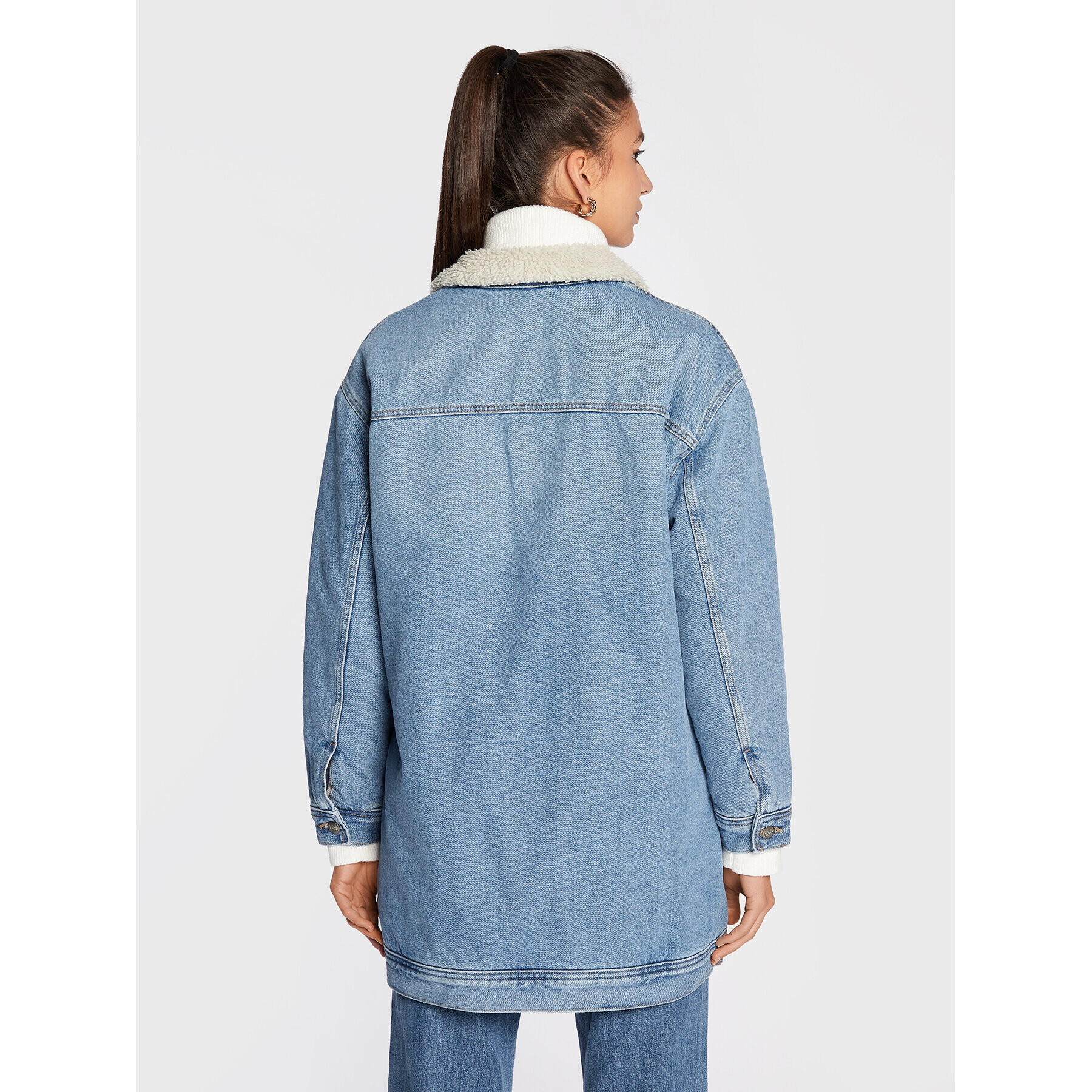 Lee Jeansová bunda Elongated Sherpa Rider L55NRDZC 112322384 Modrá Relaxed Fit - Pepit.cz