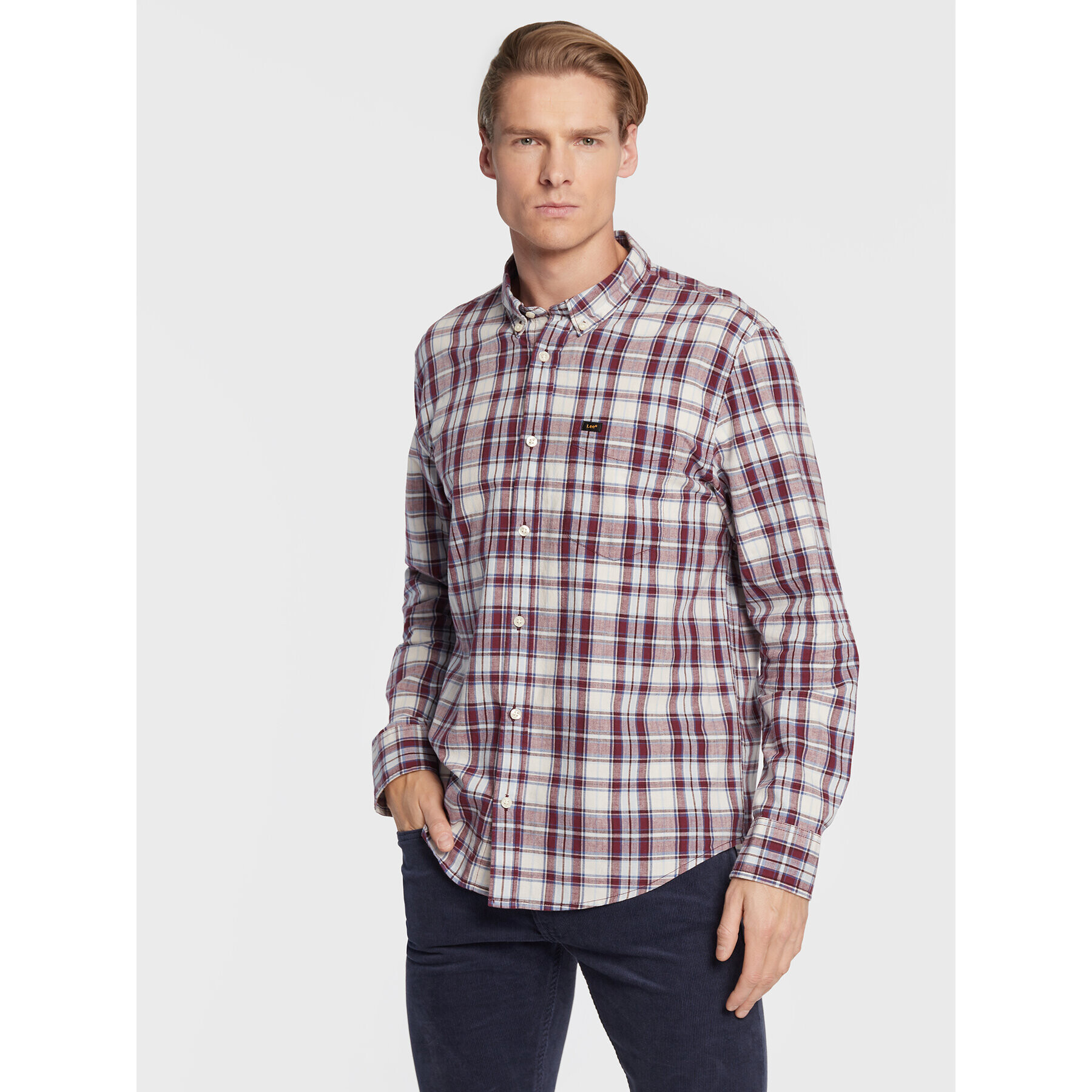 Lee Košile Button Down L880DG74 112322559 Bordó Regular Fit - Pepit.cz