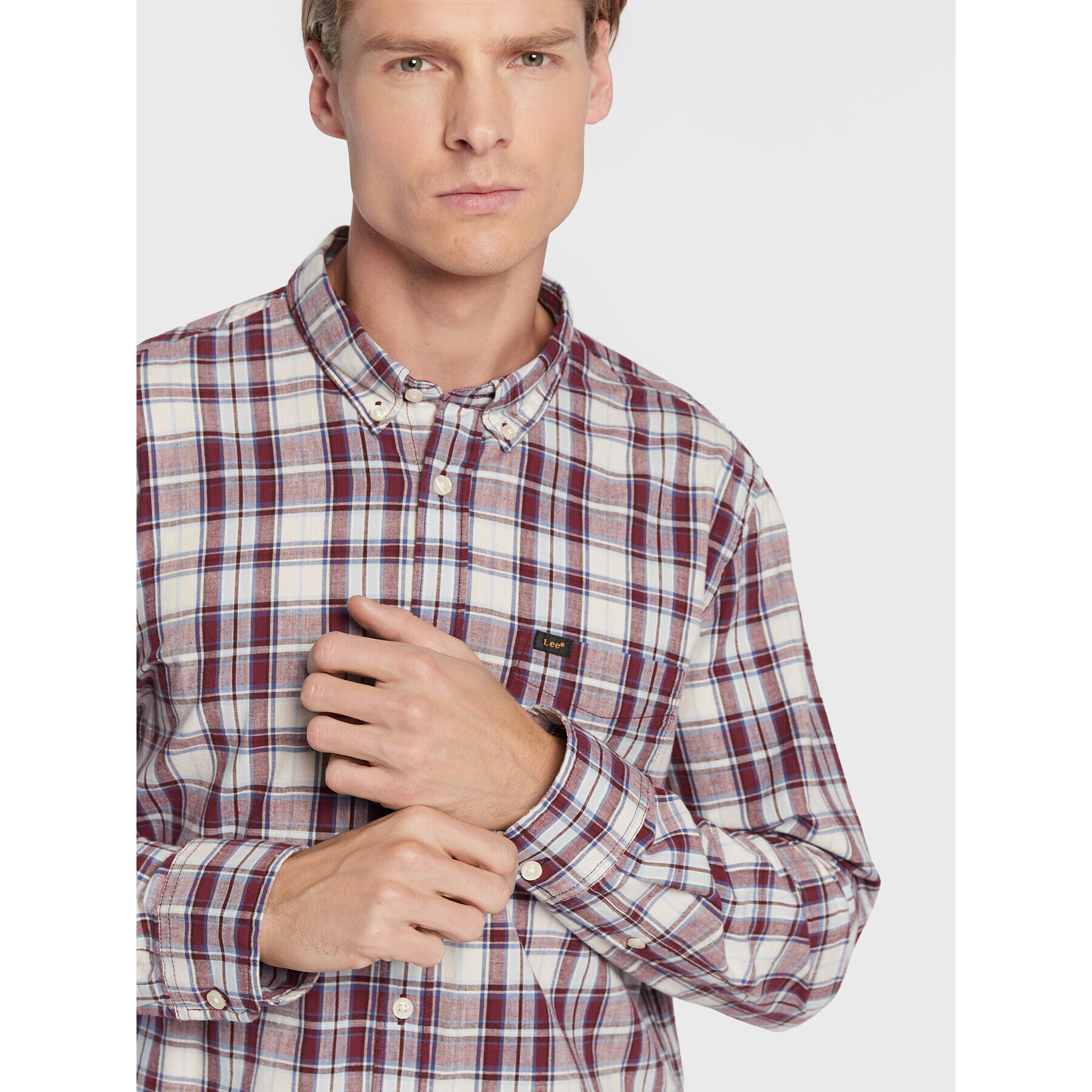 Lee Košile Button Down L880DG74 112322559 Bordó Regular Fit - Pepit.cz