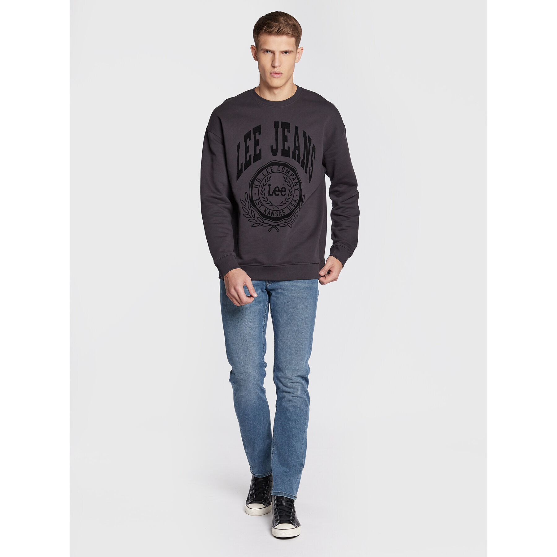 Lee Mikina Crew Seasonal L84KRYON 112322639 Černá Relaxed Fit - Pepit.cz