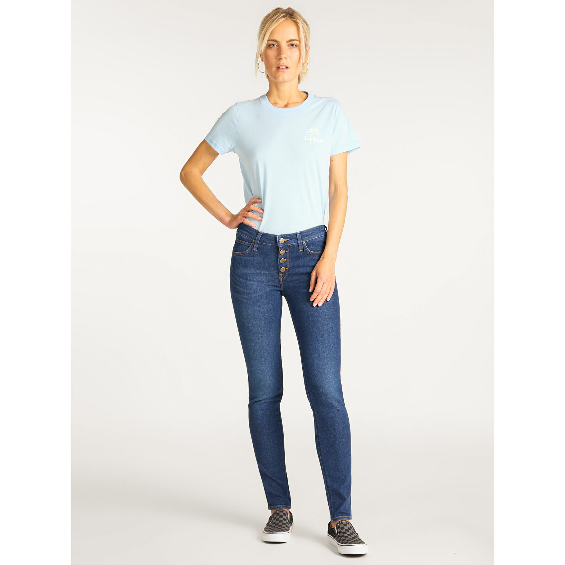 Lee Skinny Fit džíny Button Thru Scarlett L31YRONR Tmavomodrá Skinny Fit - Pepit.cz