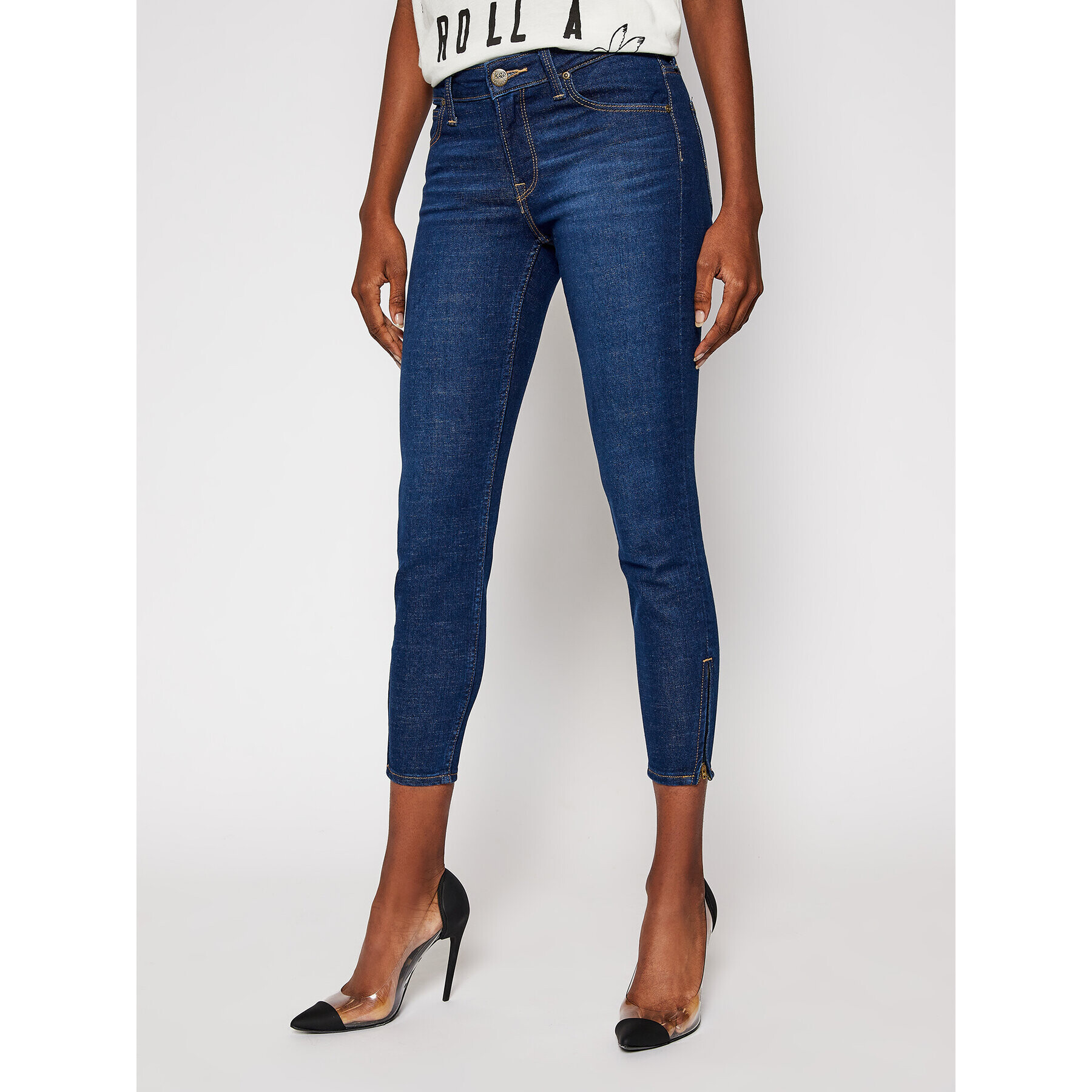 Lee Skinny Fit džíny Scarlett Cropped L30CPQAN Tmavomodrá Skinny Fit - Pepit.cz