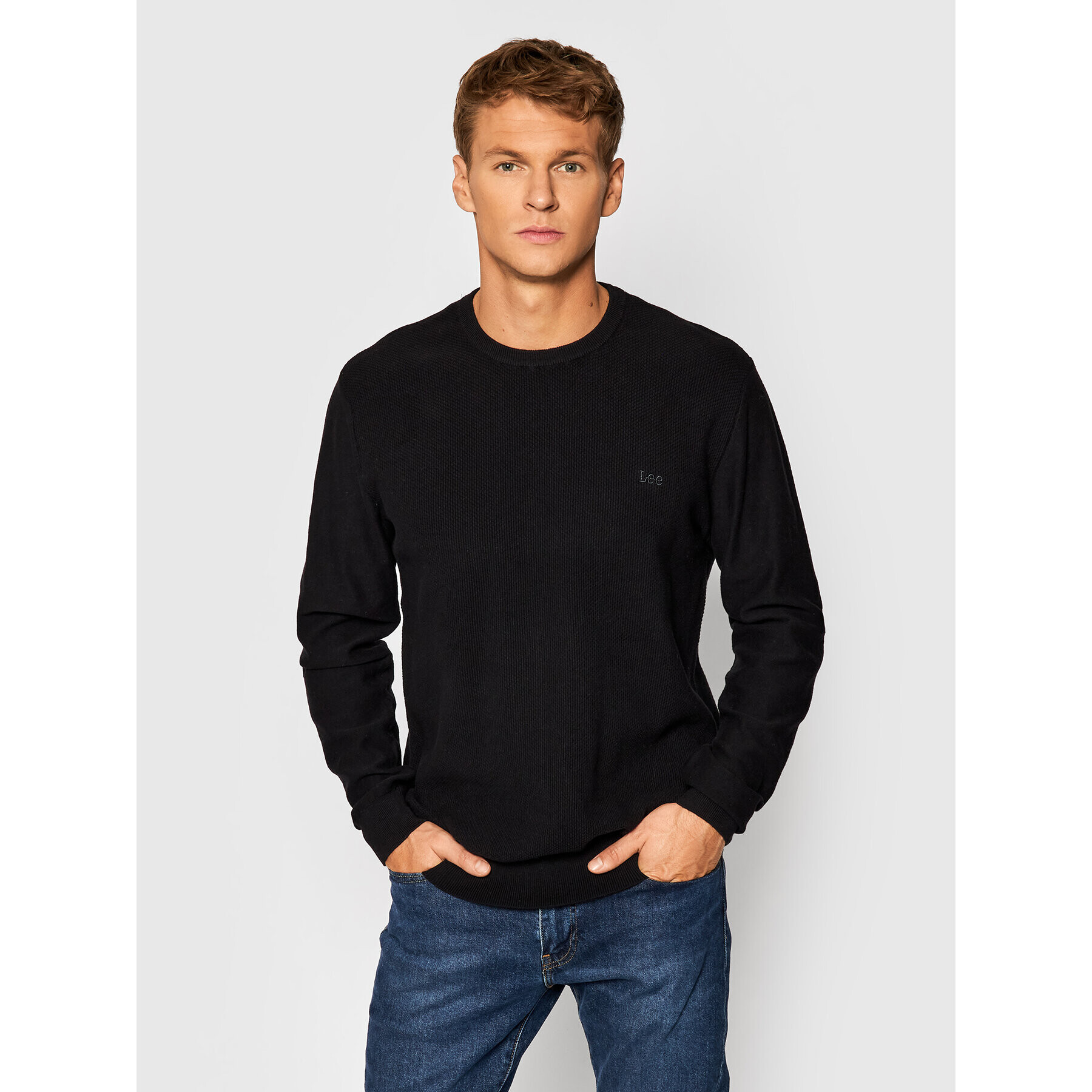 Lee Svetr Basic Crew Knit L83IKH01 Černá Regular Fit - Pepit.cz