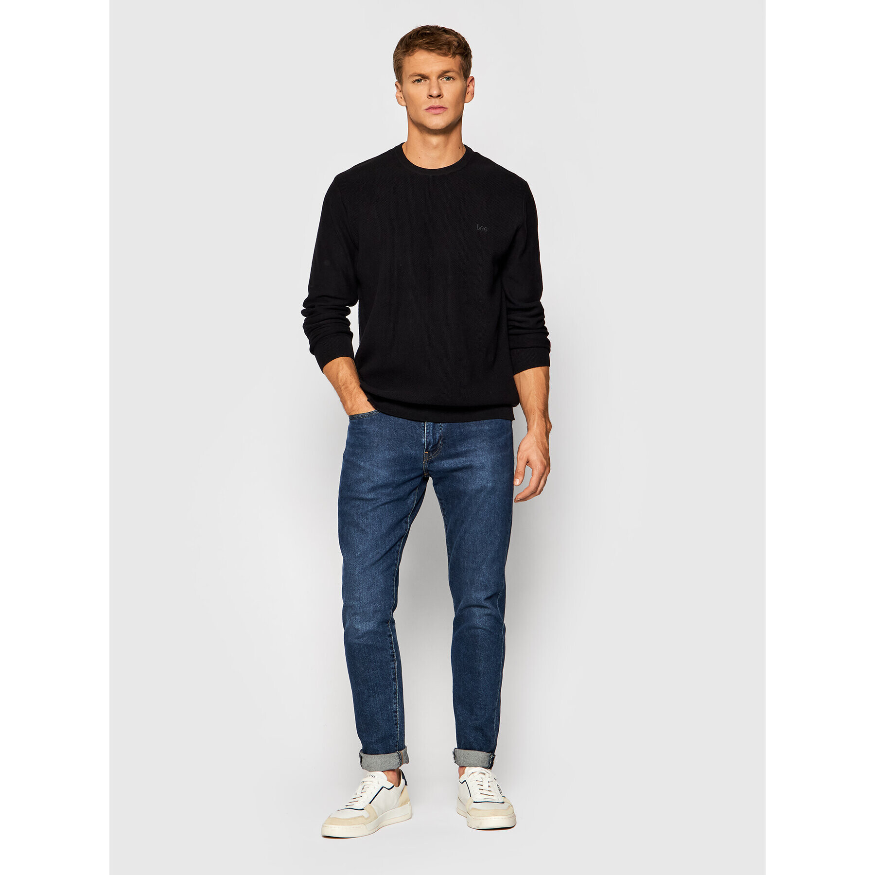 Lee Svetr Basic Crew Knit L83IKH01 Černá Regular Fit - Pepit.cz