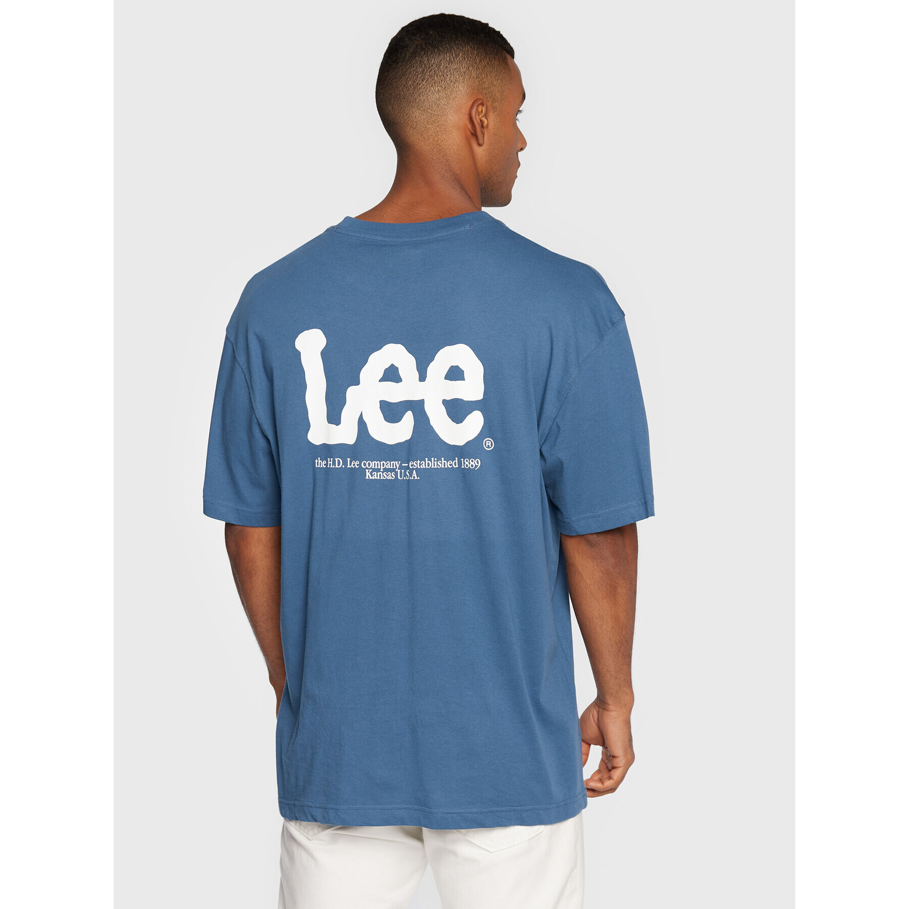 Lee T-Shirt Logo L68ZFQ54 Modrá Loose Fit - Pepit.cz