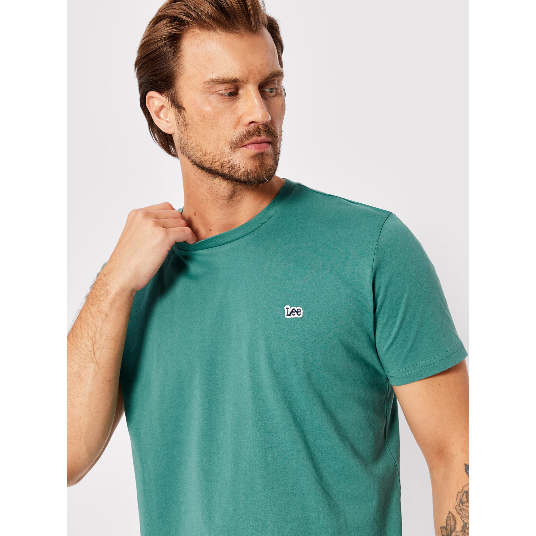 Lee T-Shirt Patch Logo L60UFQDO Zelená Regular Fit - Pepit.cz