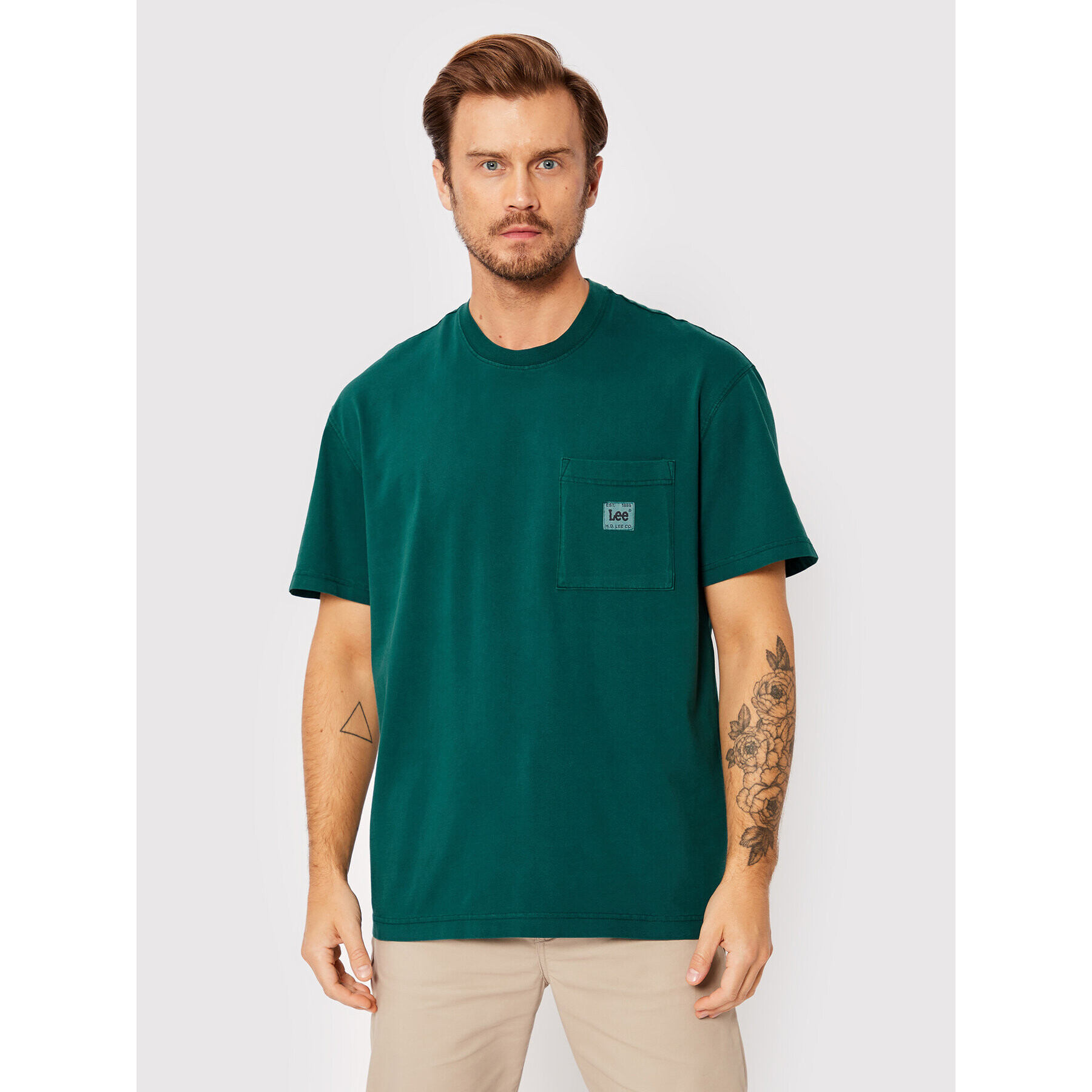 Lee T-Shirt Pocket L69QCO96 Zelená Loose Fit - Pepit.cz