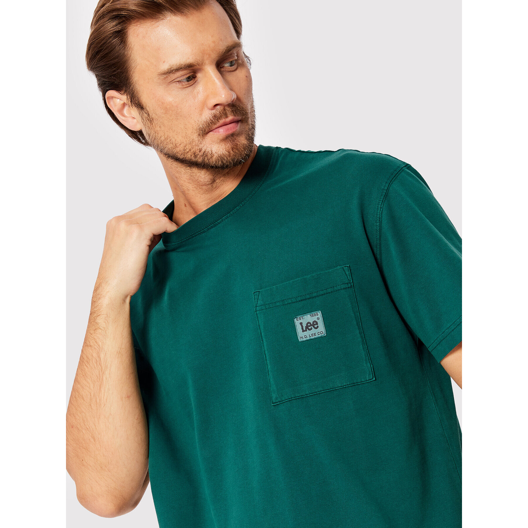 Lee T-Shirt Pocket L69QCO96 Zelená Loose Fit - Pepit.cz