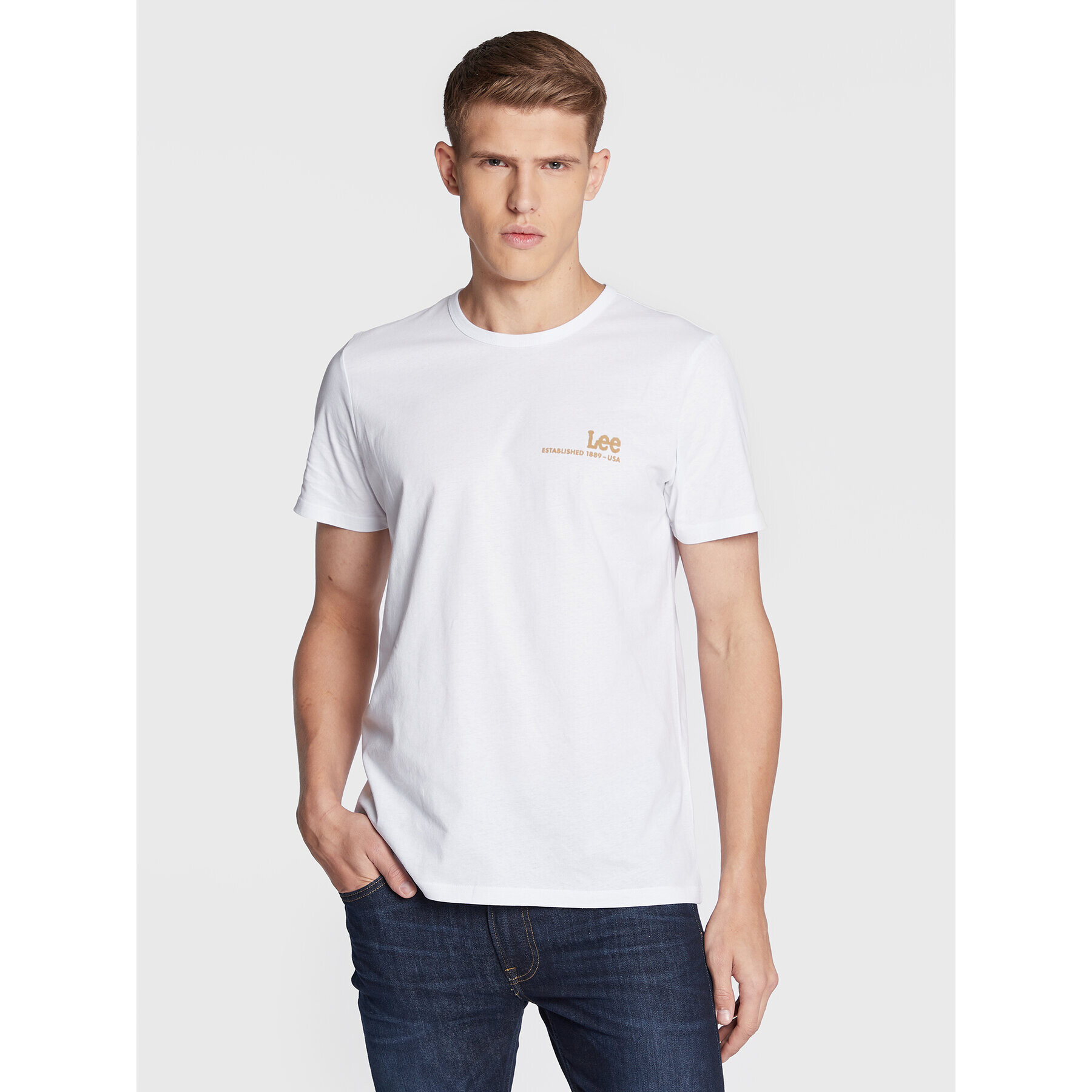 Lee T-Shirt Small Logo L68WFELJ Bílá Regular Fit - Pepit.cz