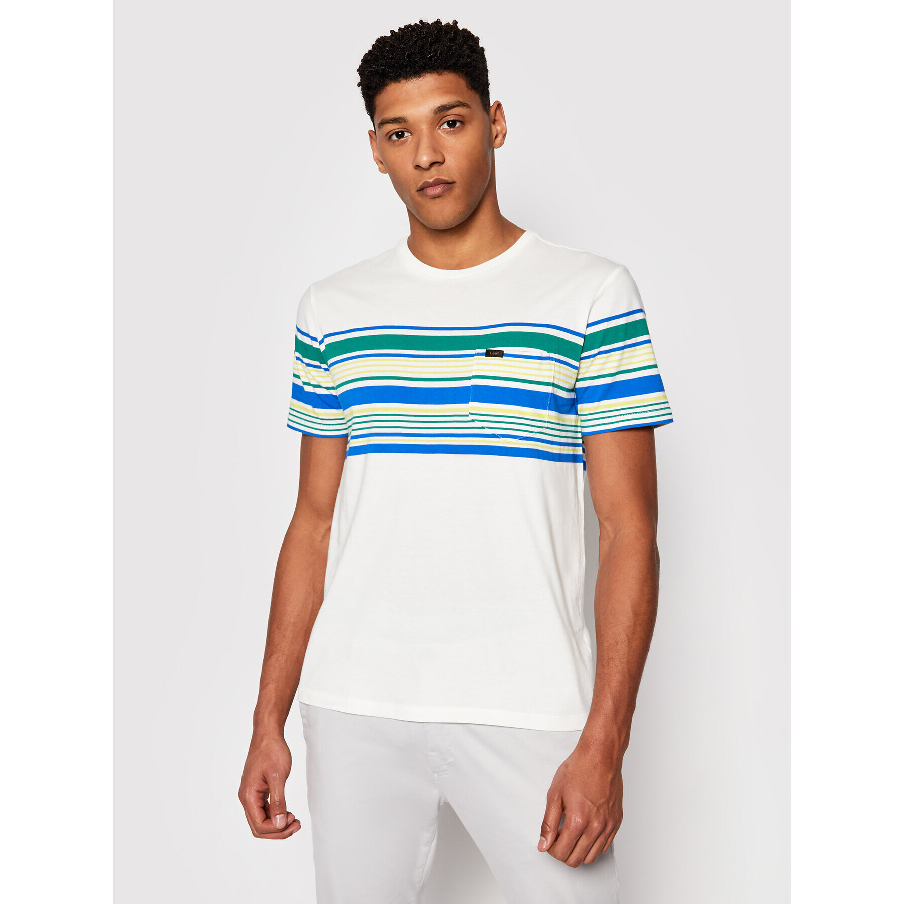 Lee T-Shirt Stripy L63OLINQ Bílá Regular Fit - Pepit.cz