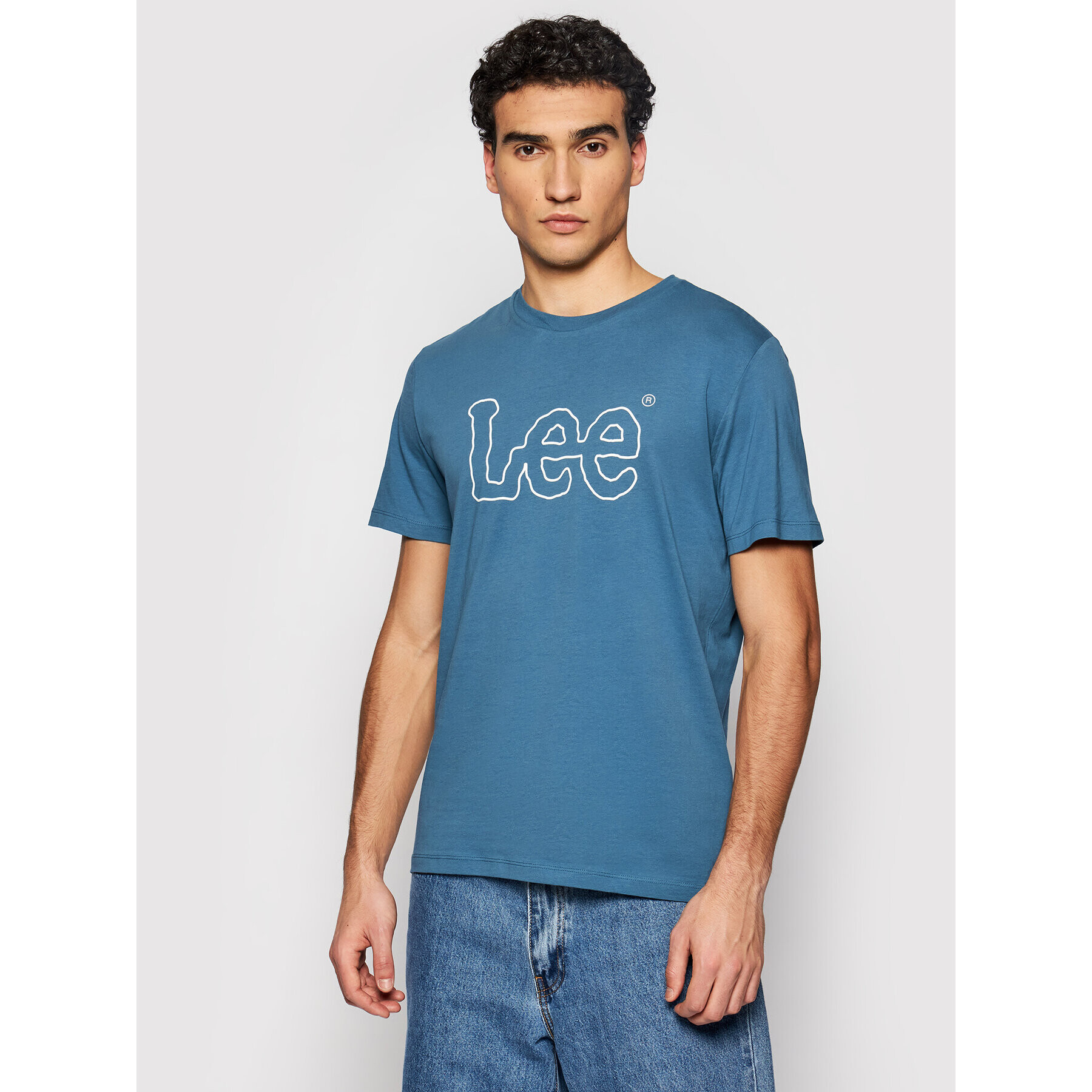 Lee T-Shirt Wobbly Logo Tee L65QAIQO Tmavomodrá Regular Fit - Pepit.cz