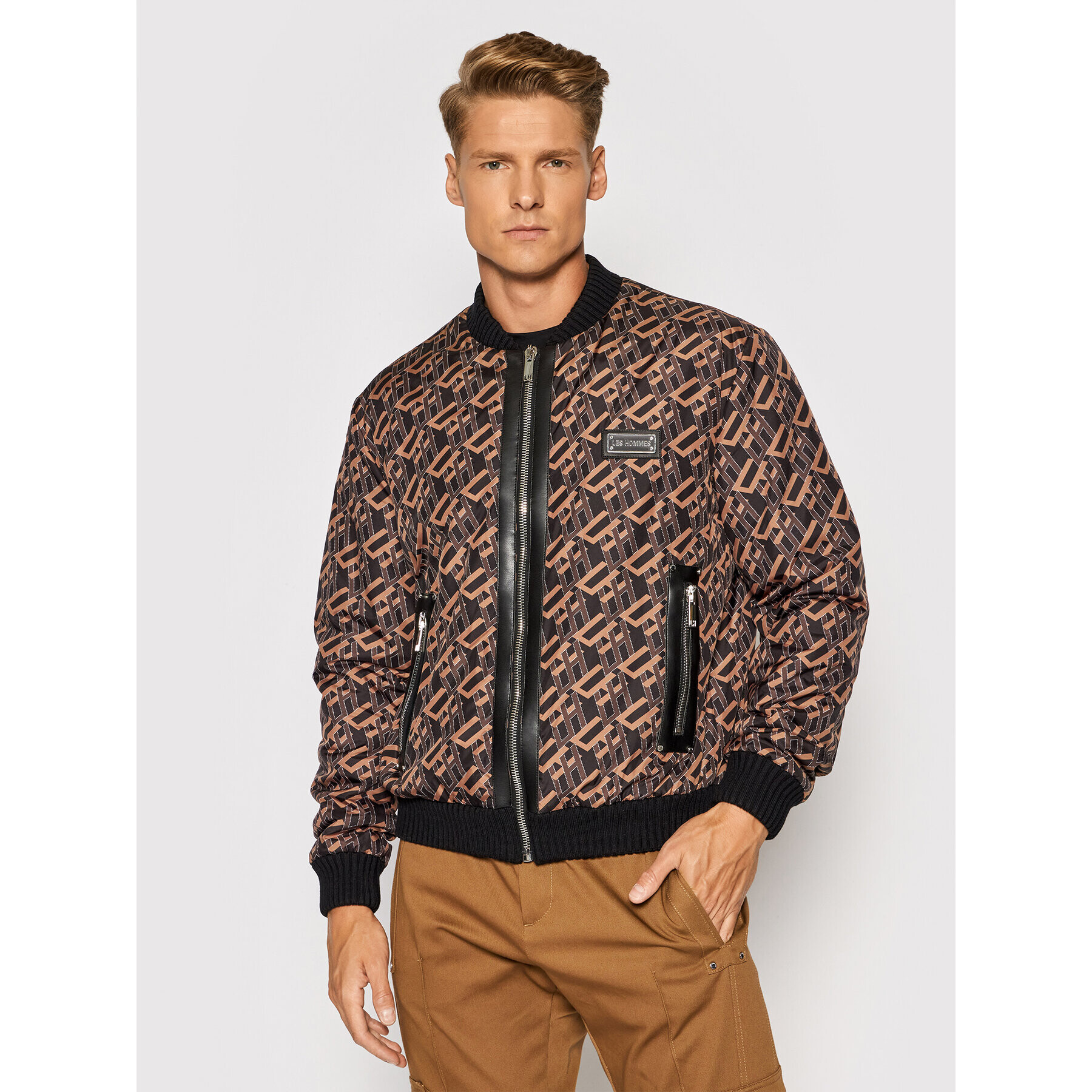 Les Hommes Bunda bomber LLO103266P Hnědá Regular Fit - Pepit.cz