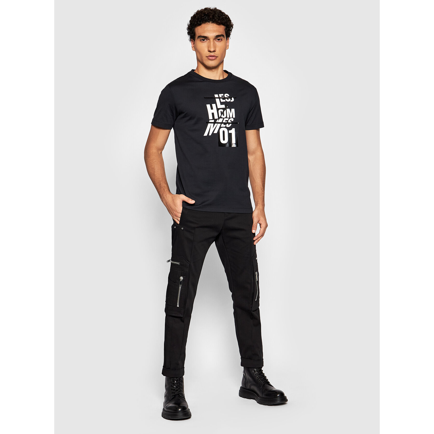 Les Hommes T-Shirt LLT204721P Černá Relaxed Fit - Pepit.cz