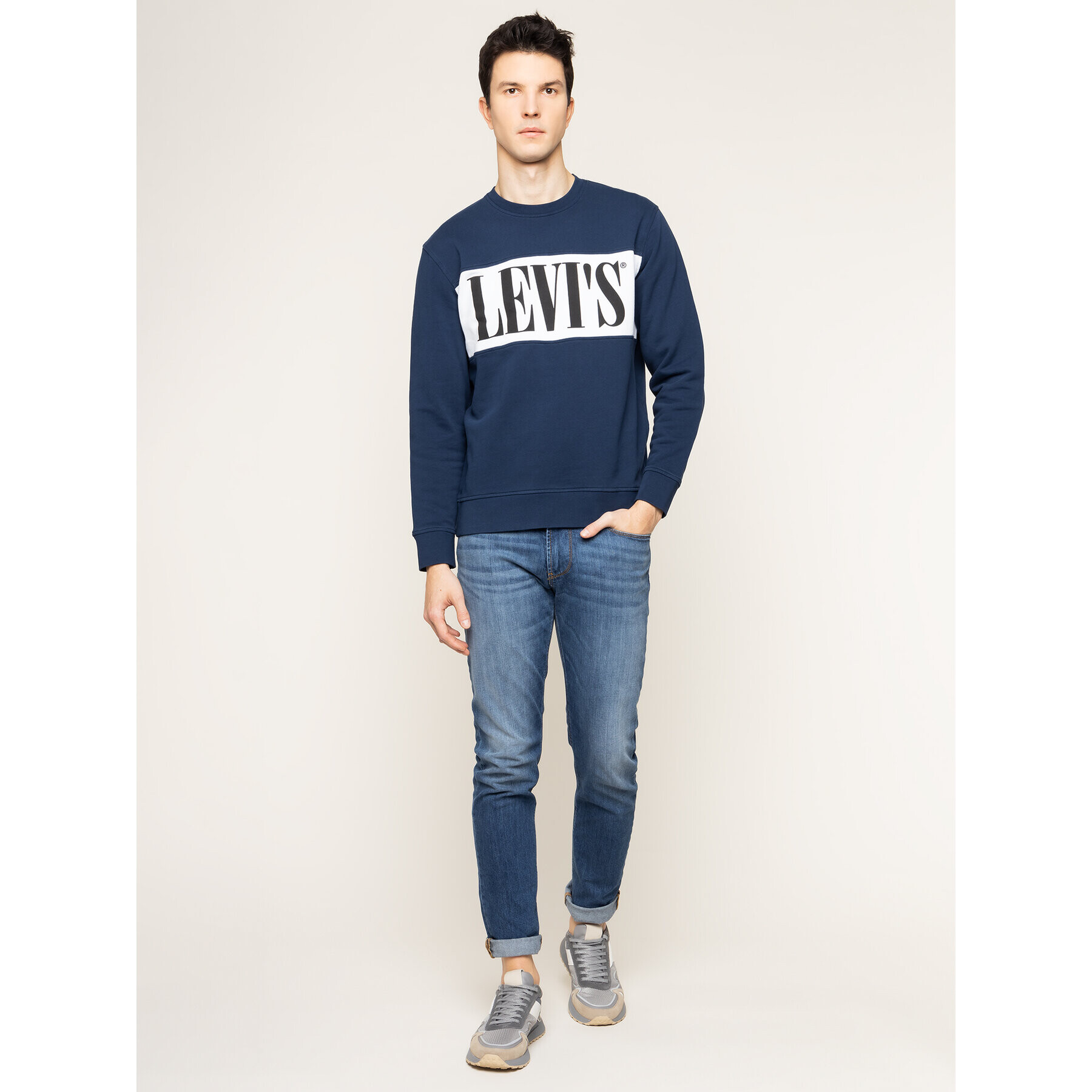 Levi's® Mikina Logo Colorblock Crew 85648-0000 Tmavomodrá Regular Fit - Pepit.cz