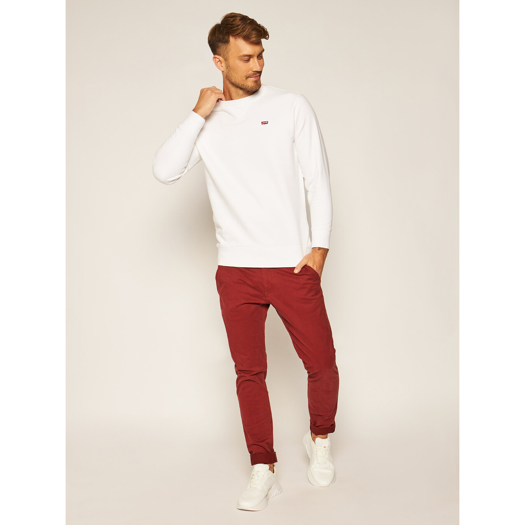 Levi's® Mikina Orginal Crew 35909-0000 Bílá Regular Fit - Pepit.cz