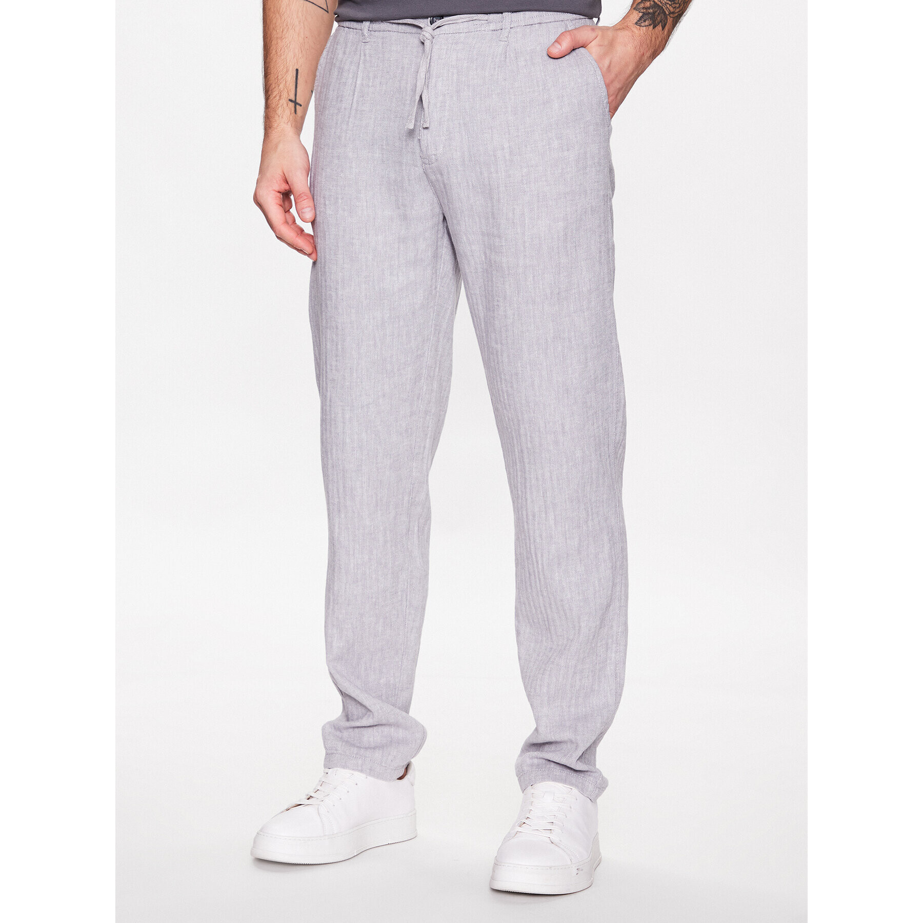 Lindbergh Kalhoty z materiálu 30-003020 Šedá Relaxed Fit - Pepit.cz