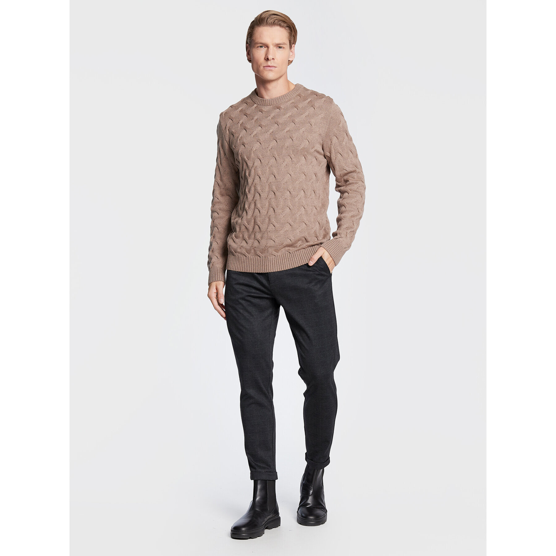 Lindbergh Kalhoty z materiálu 30-006000 Šedá Slim Fit - Pepit.cz