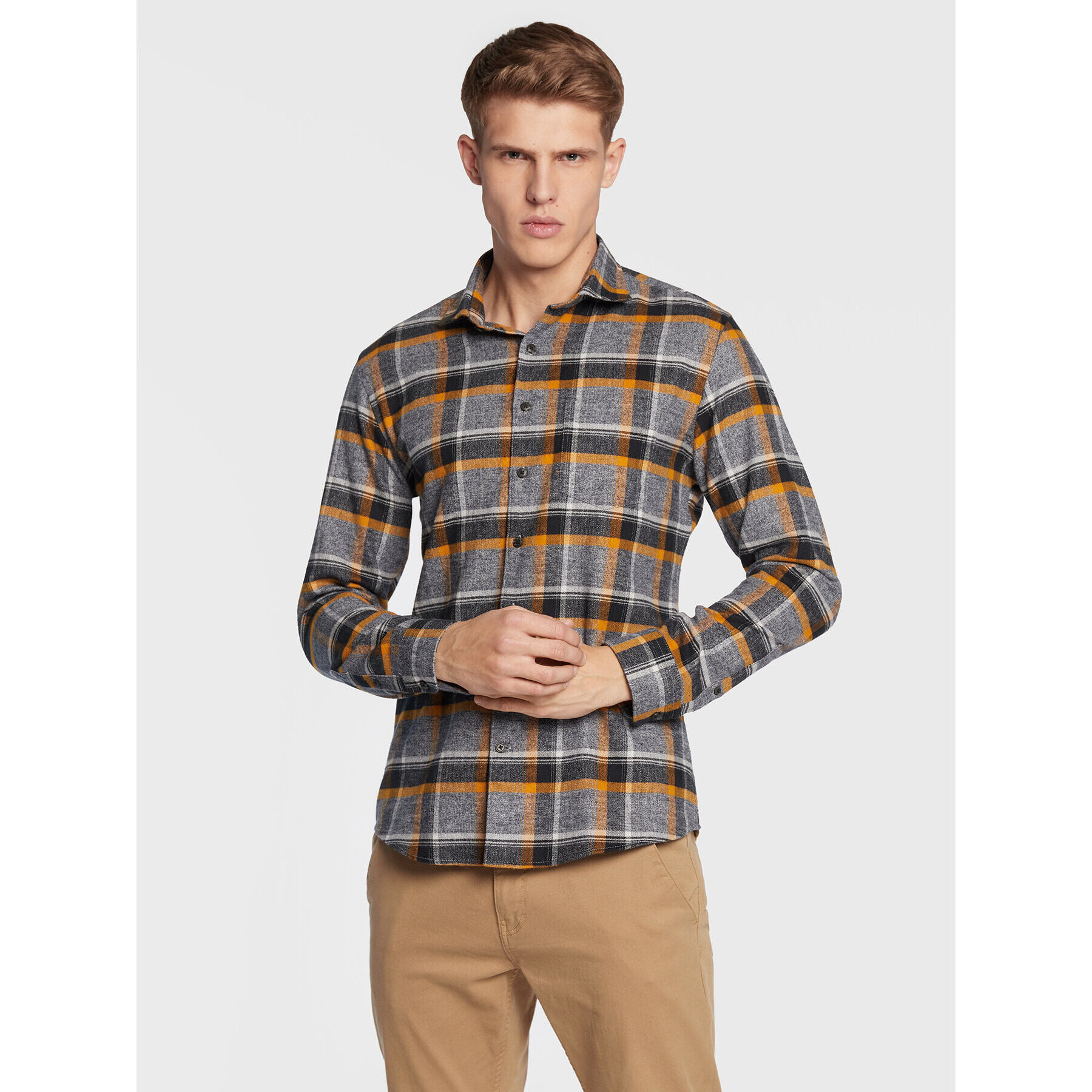 Lindbergh Košile 30-203386 Šedá Slim Fit - Pepit.cz