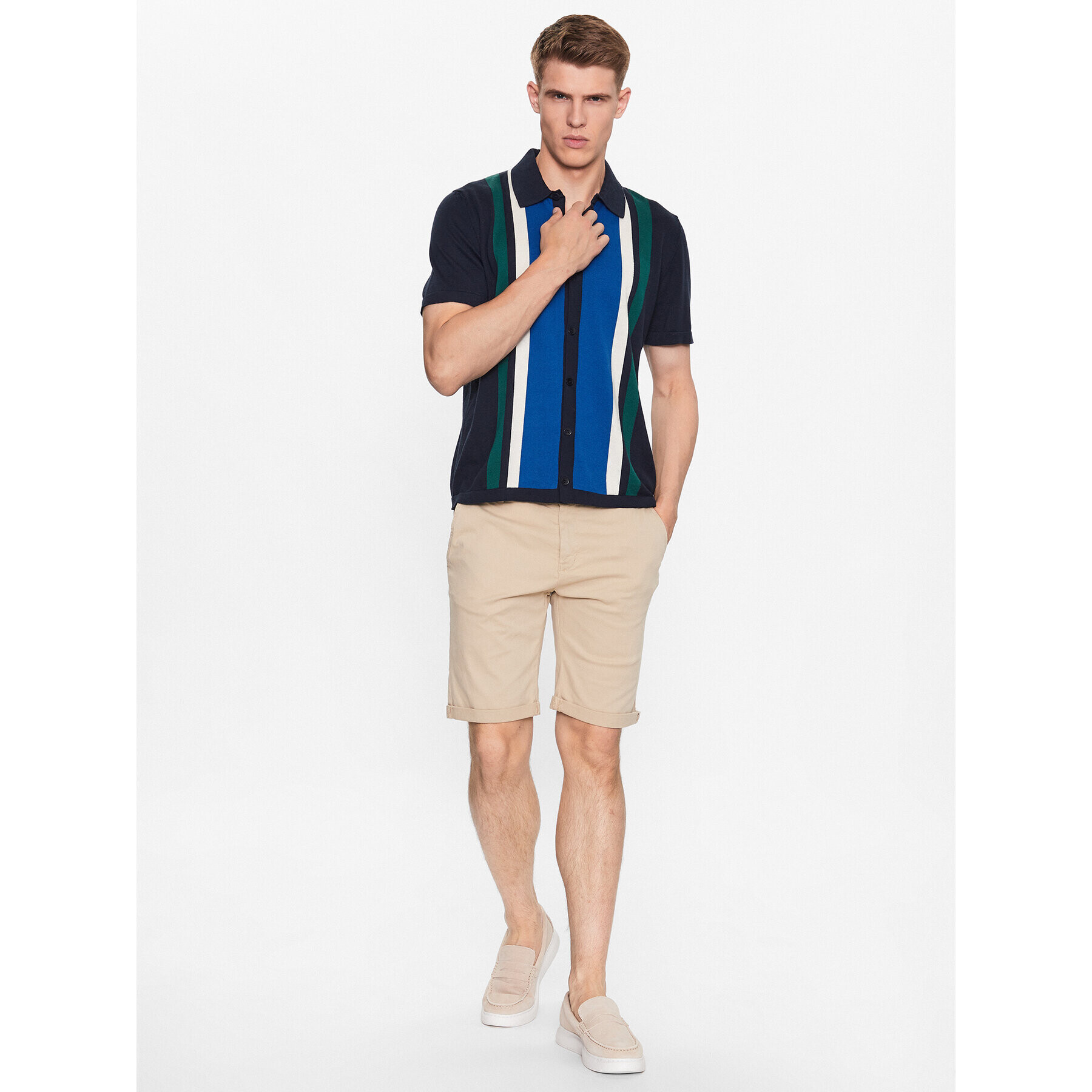 Lindbergh Šortky z materiálu 30-505044 Béžová Slim Fit - Pepit.cz