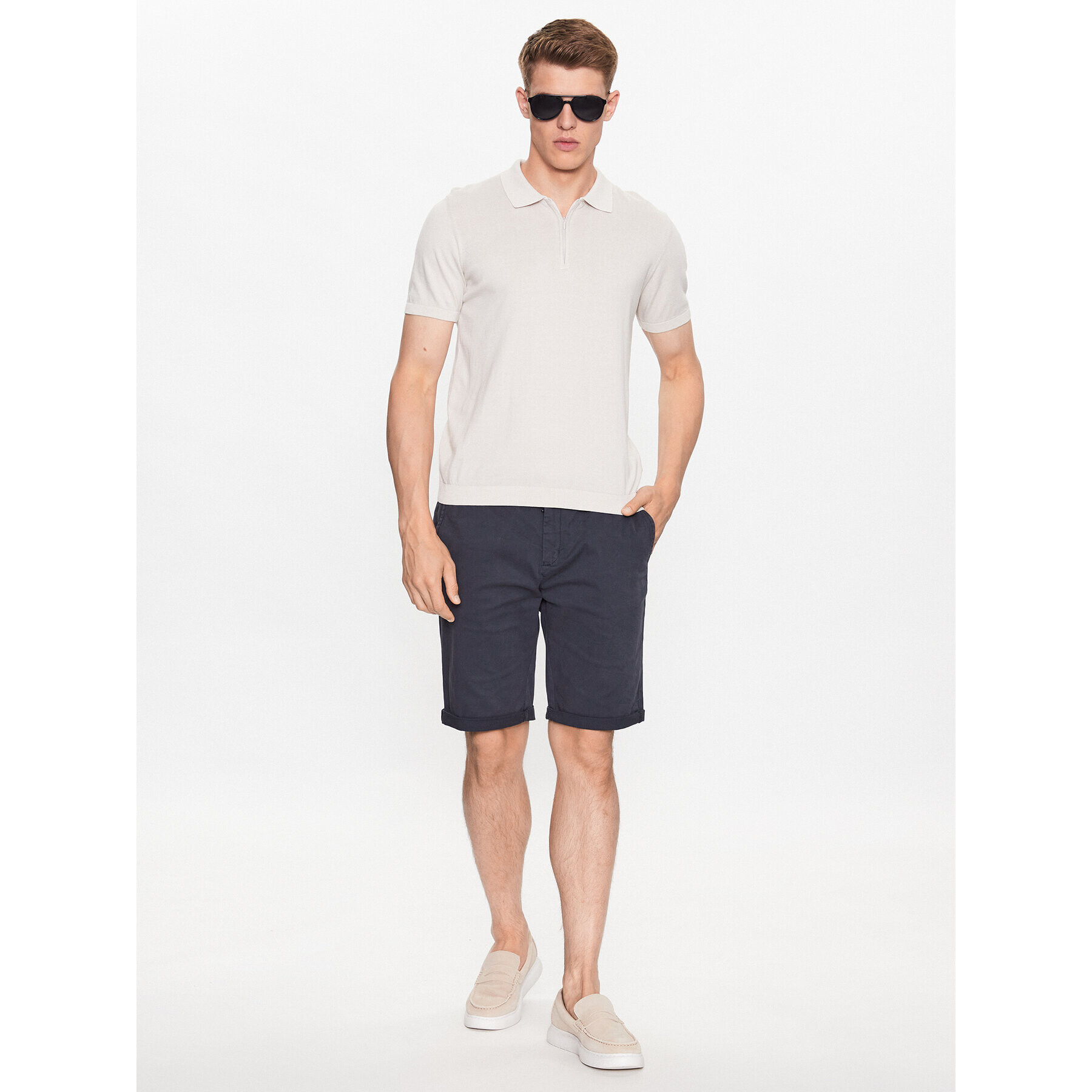 Lindbergh Šortky z materiálu 30-505044 Modrá Slim Fit - Pepit.cz