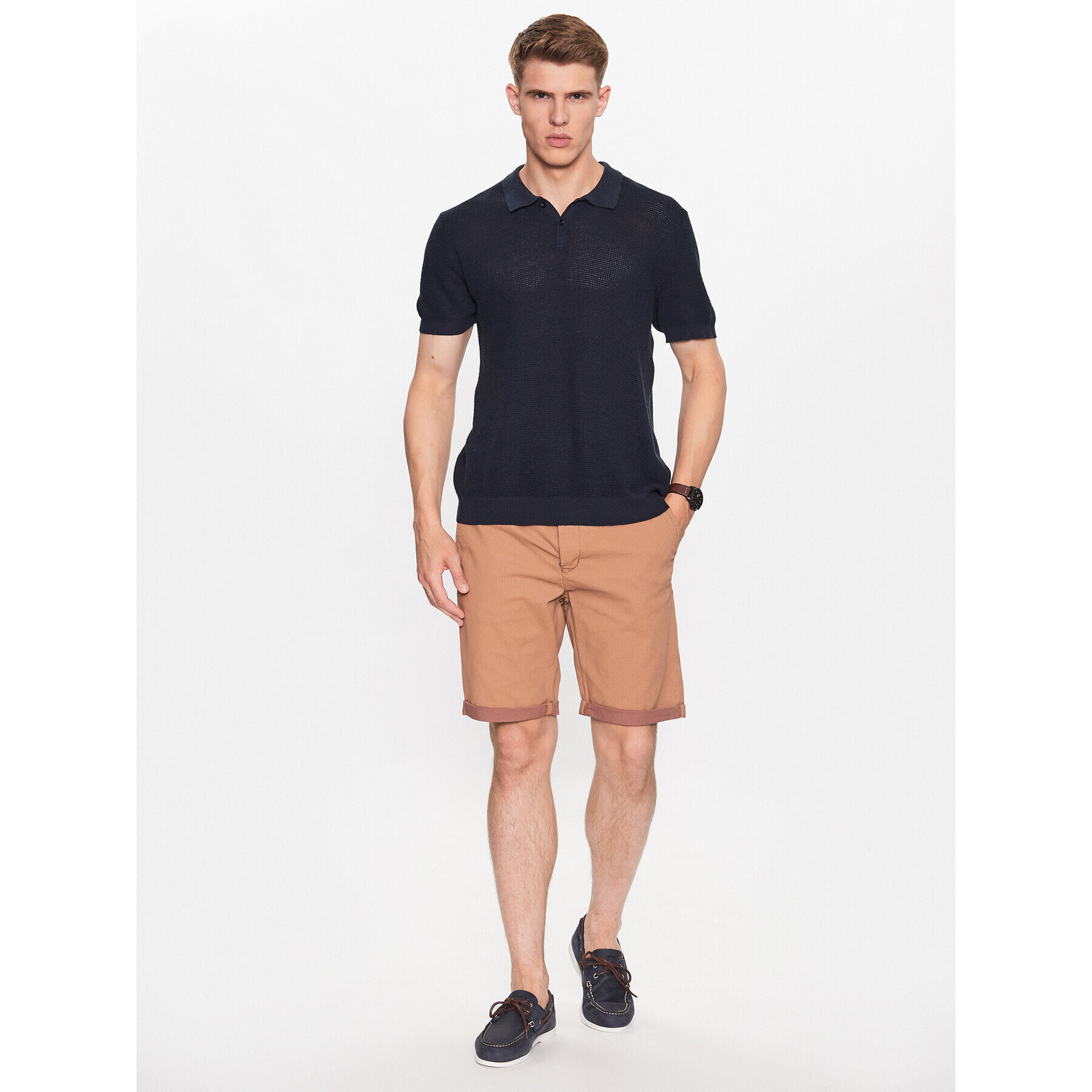 Lindbergh Šortky z materiálu 30-505048 Hnědá Slim Fit - Pepit.cz