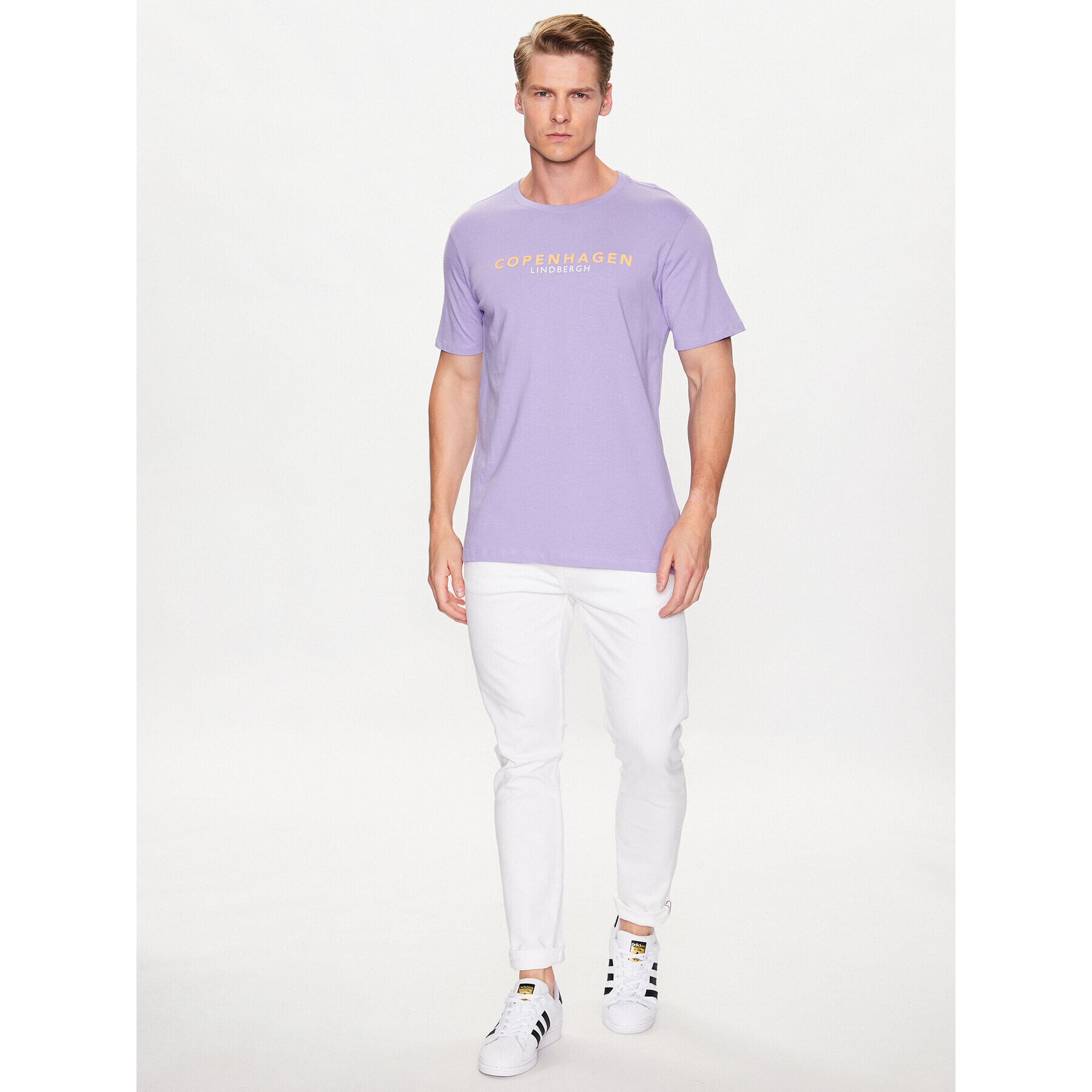 Lindbergh T-Shirt 30-400200 Fialová Relaxed Fit - Pepit.cz