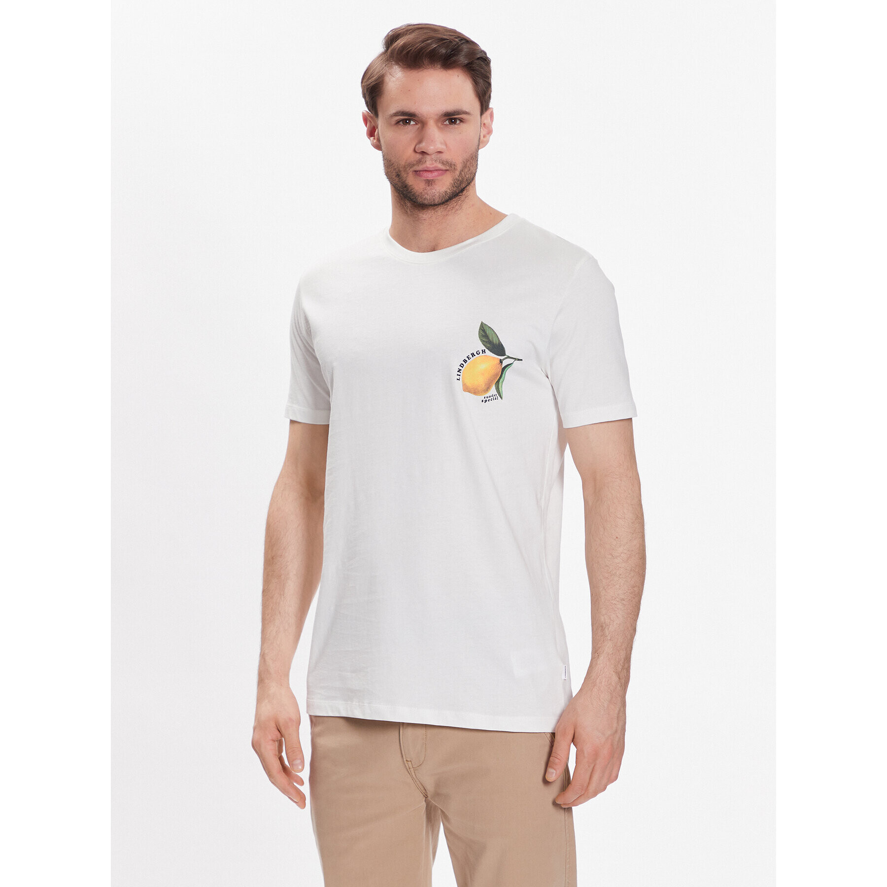 Lindbergh T-Shirt 30-400220 Bílá Relaxed Fit - Pepit.cz