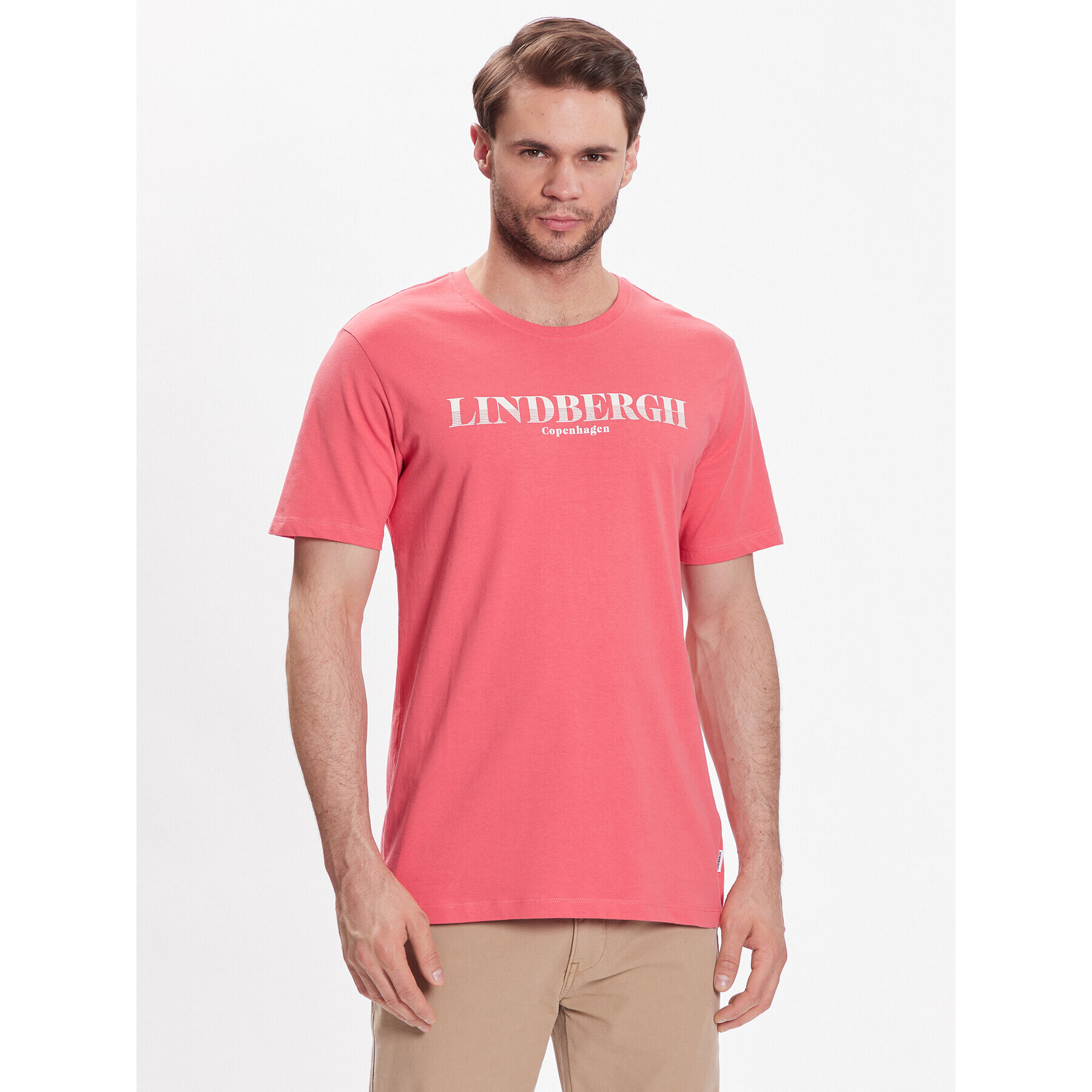 Lindbergh T-Shirt 30-400222 Červená Relaxed Fit - Pepit.cz