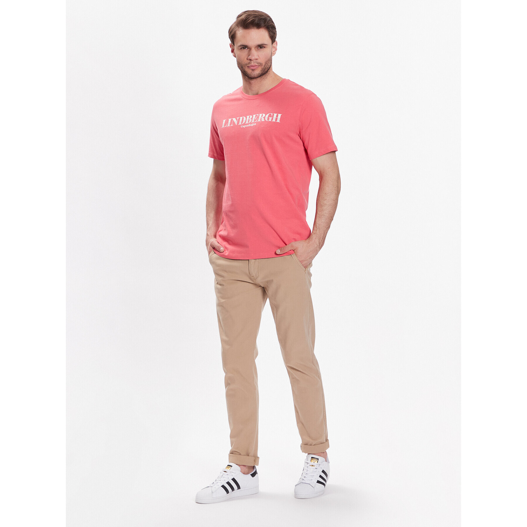 Lindbergh T-Shirt 30-400222 Červená Relaxed Fit - Pepit.cz