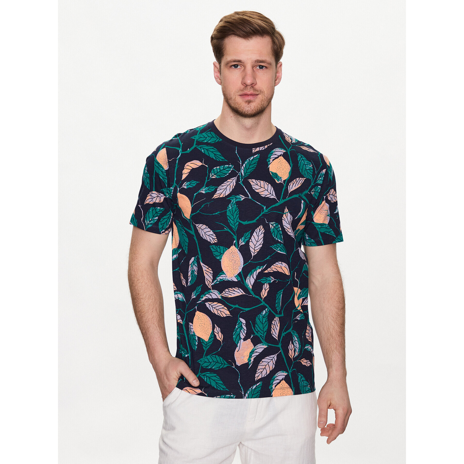 Lindbergh T-Shirt 30-400223 Tmavomodrá Relaxed Fit - Pepit.cz