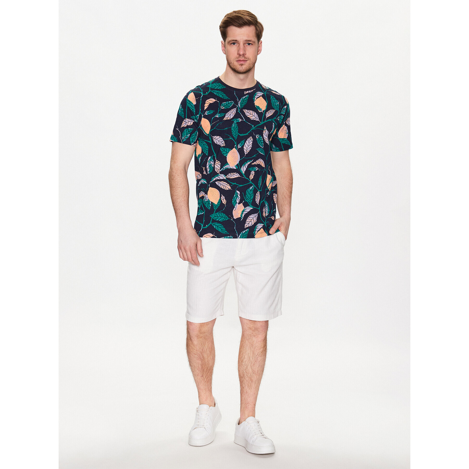 Lindbergh T-Shirt 30-400223 Tmavomodrá Relaxed Fit - Pepit.cz