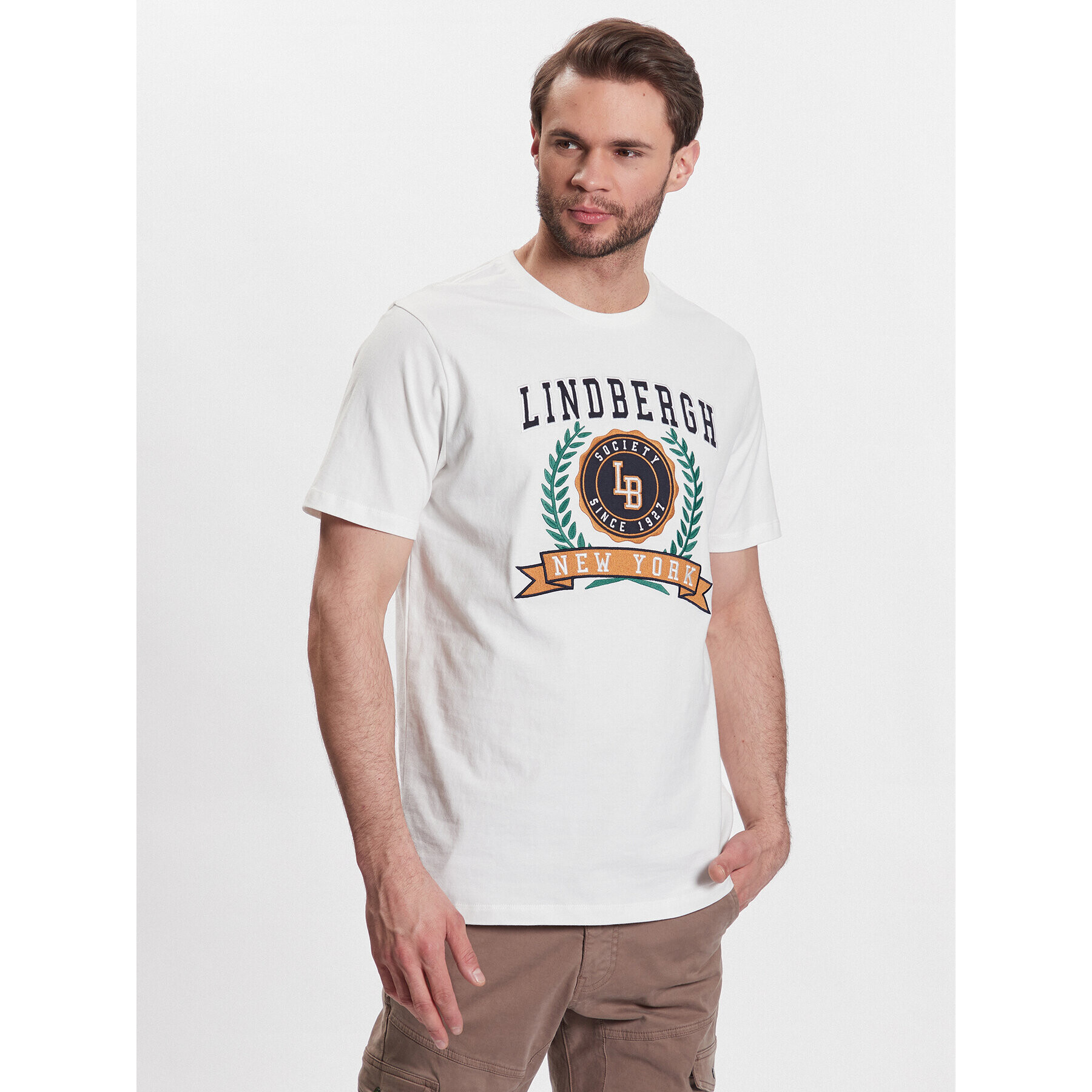 Lindbergh T-Shirt 30-420129 Bílá Regular Fit - Pepit.cz