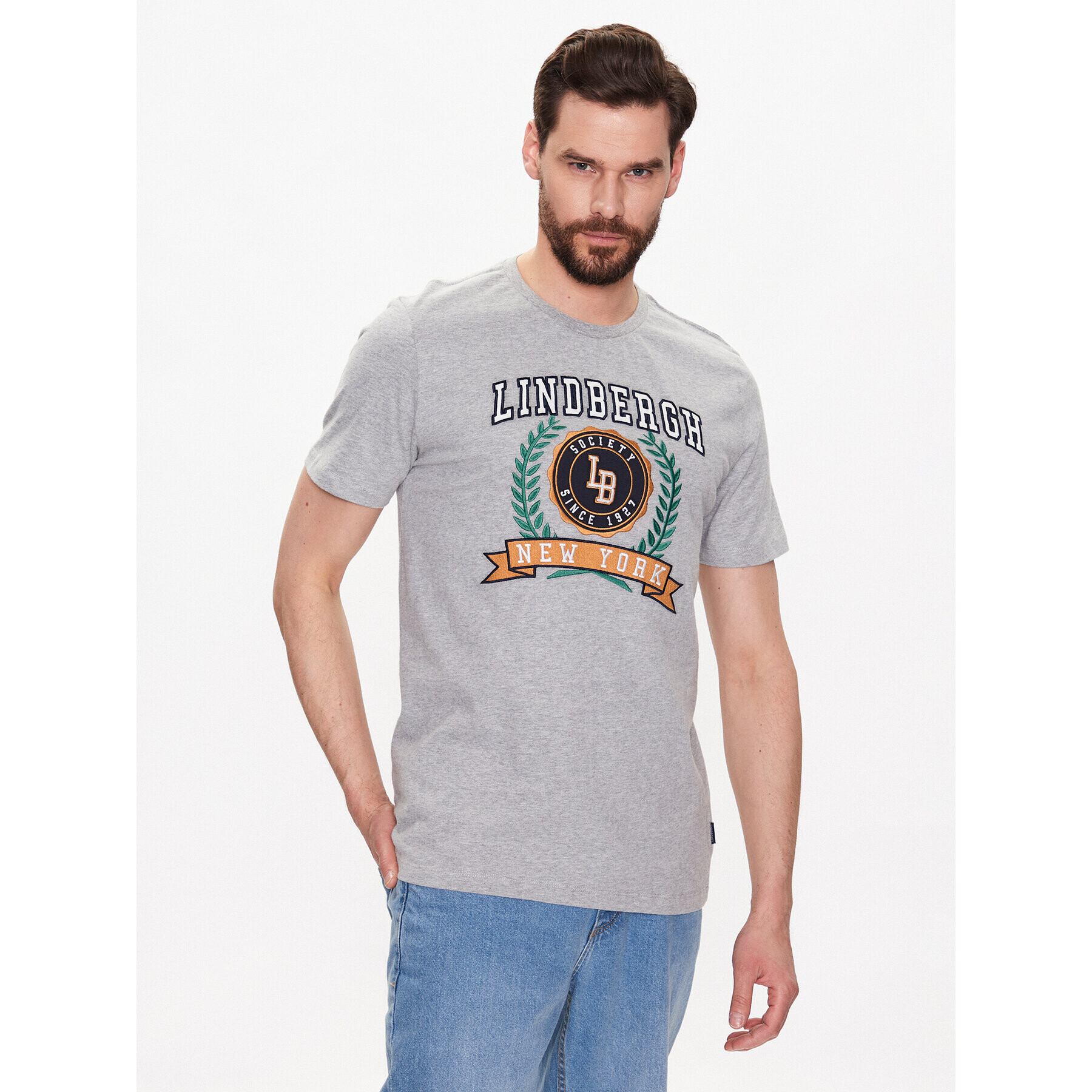 Lindbergh T-Shirt 30-420129 Šedá Regular Fit - Pepit.cz