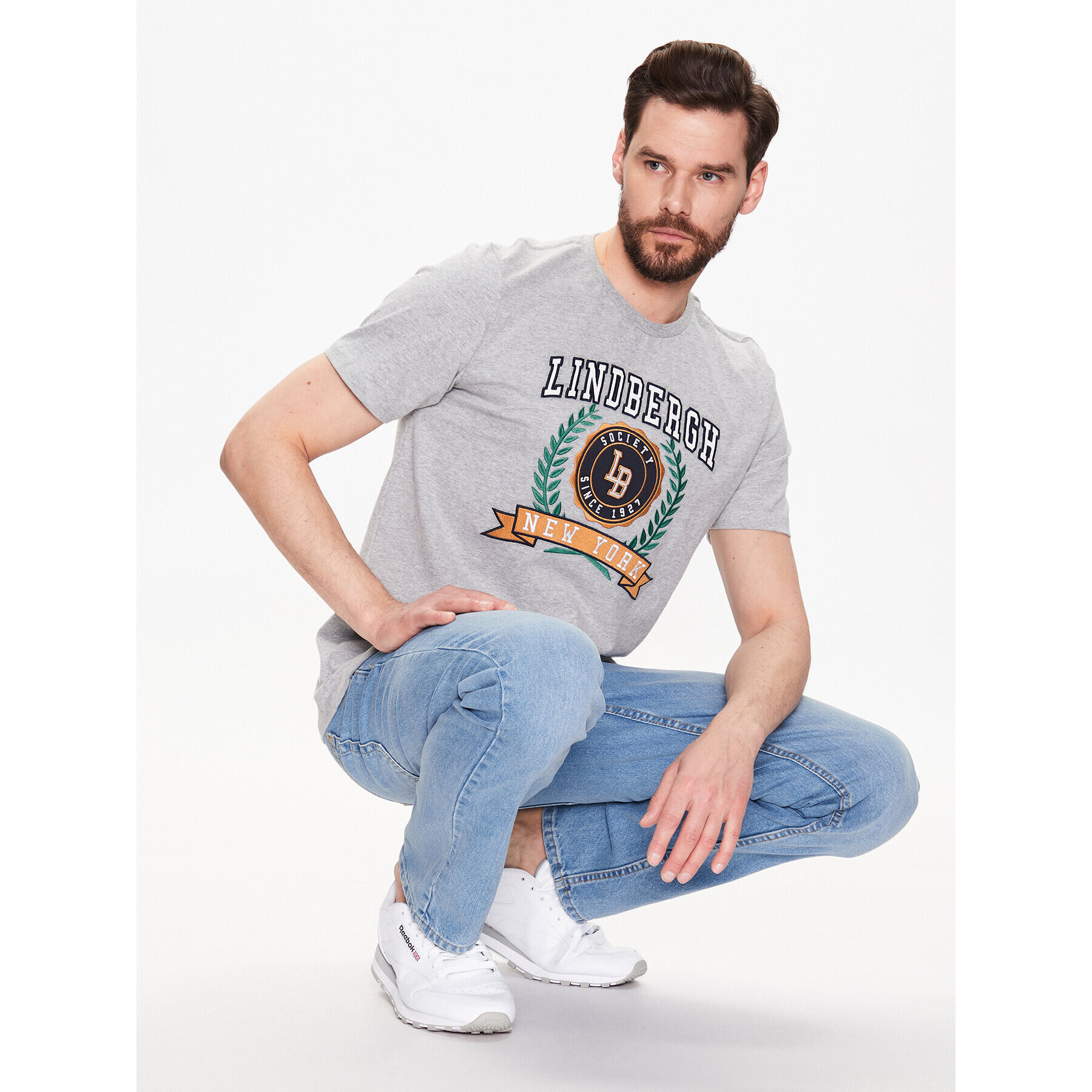 Lindbergh T-Shirt 30-420129 Šedá Regular Fit - Pepit.cz