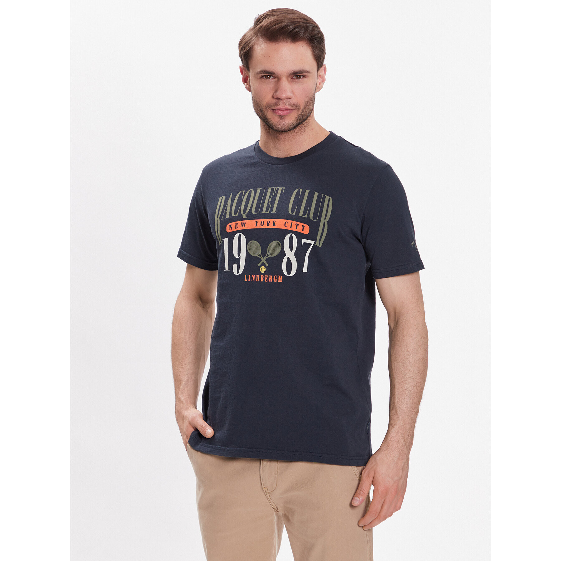 Lindbergh T-Shirt 30-420142 Tmavomodrá Relaxed Fit - Pepit.cz