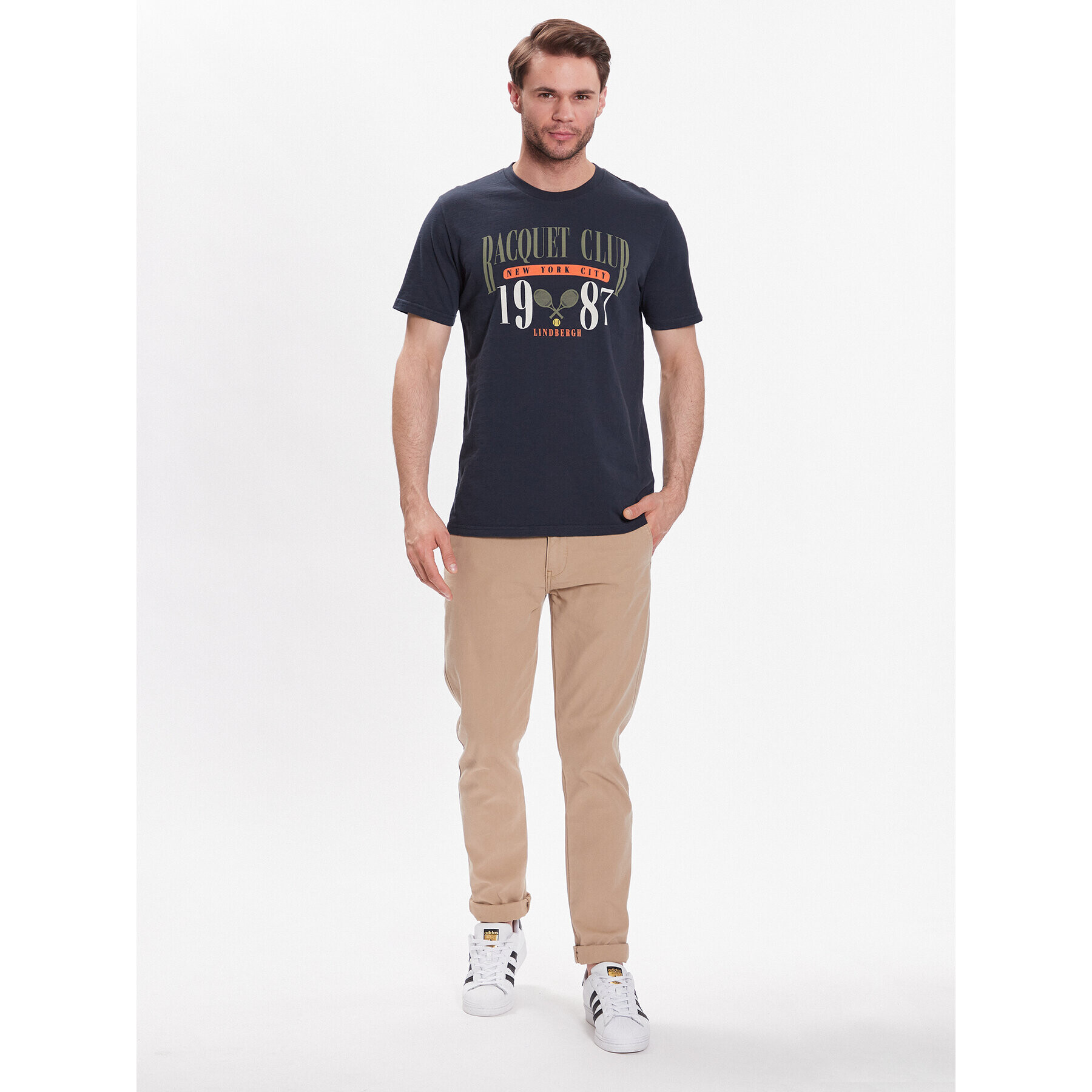 Lindbergh T-Shirt 30-420142 Tmavomodrá Relaxed Fit - Pepit.cz